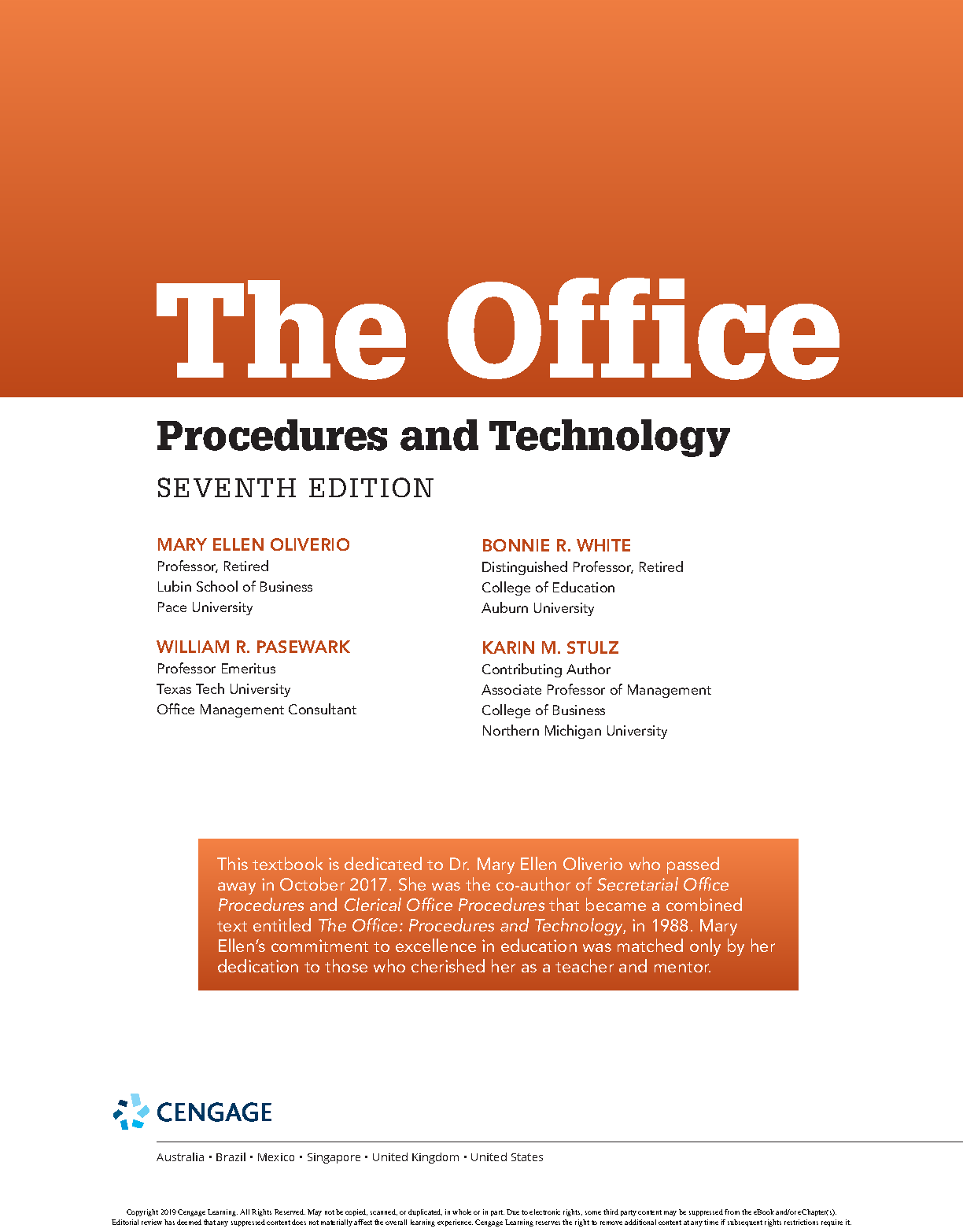 Office Procedures Tech 7e Test Bank and Solutions Manual