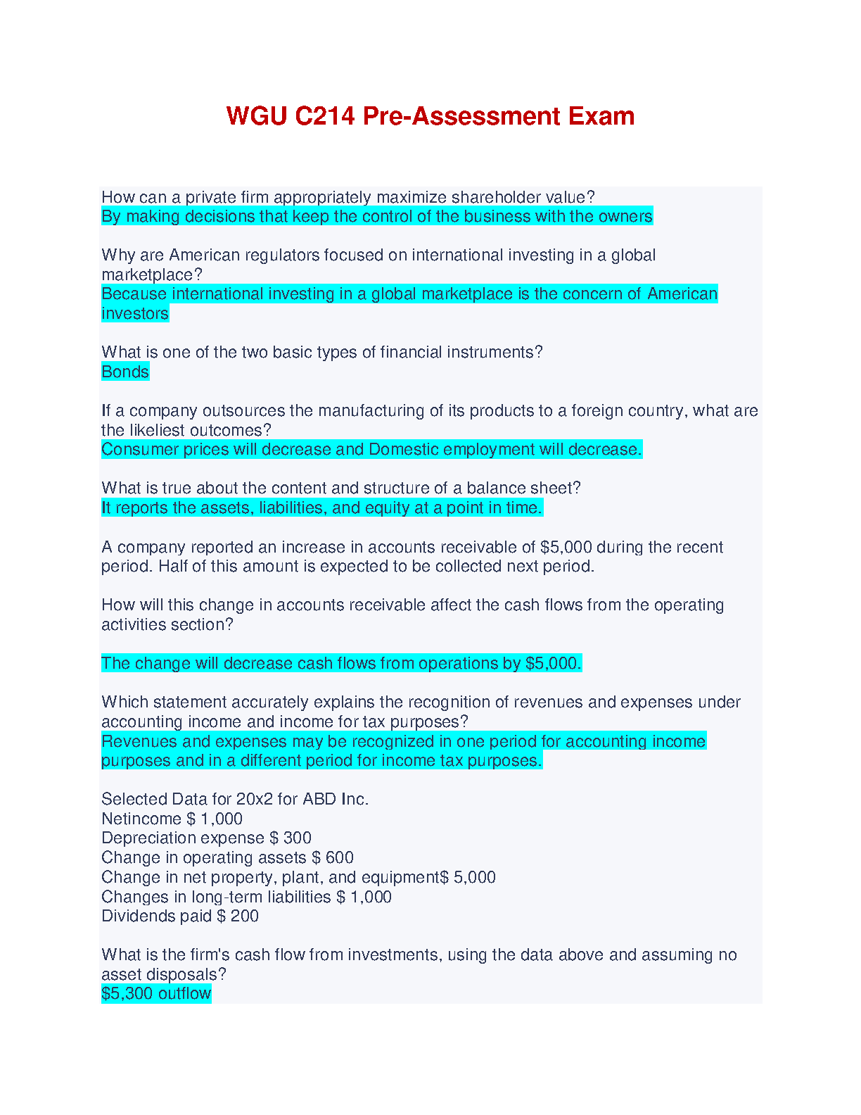 WGU C214 Pre-Assessment Exam Study Guide 2024/2025 IMG-1