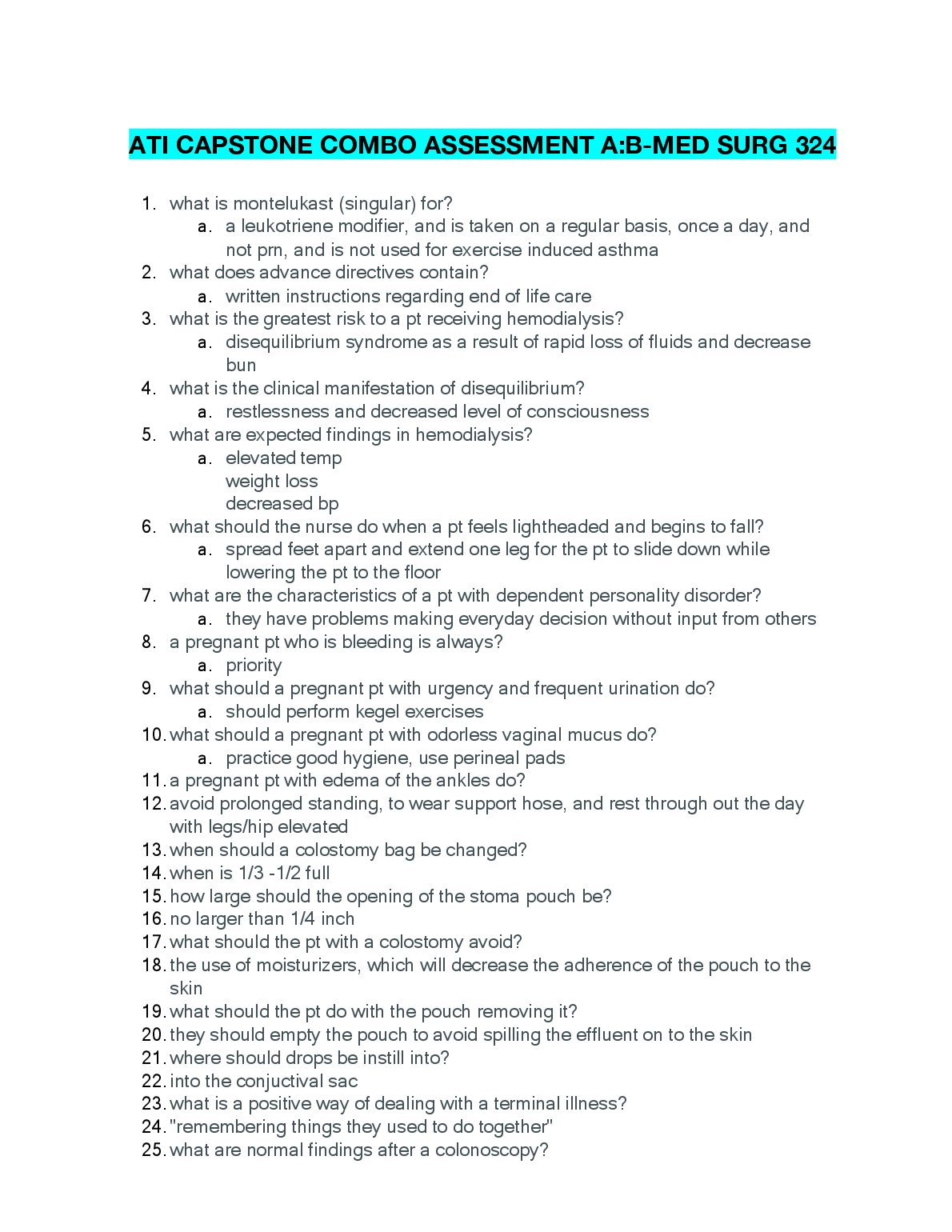 ATI Capstone Med Surg 324 Solutions 2026/27