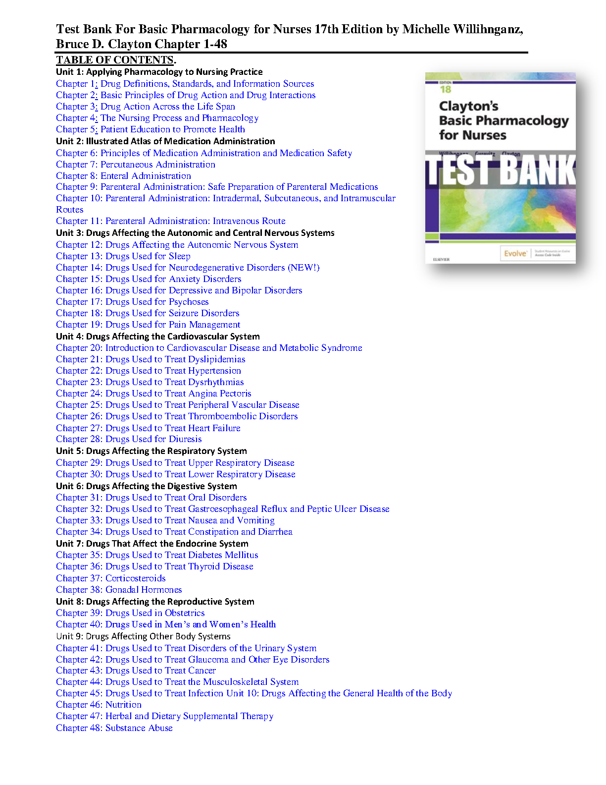 Basic Pharmacology for Nurses, 17th Edition TEST BANK IMG-1