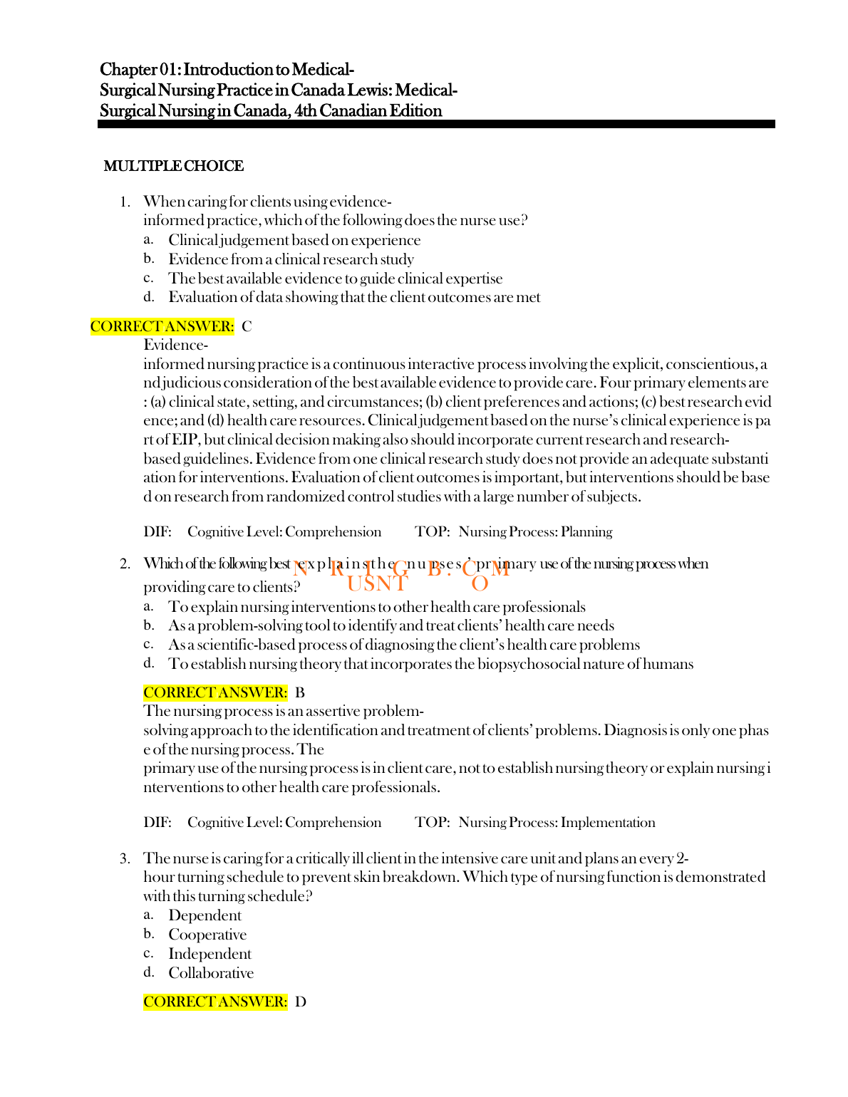 Medical Surgical Nursing Canada Test Bank 2026/27 IMG-1