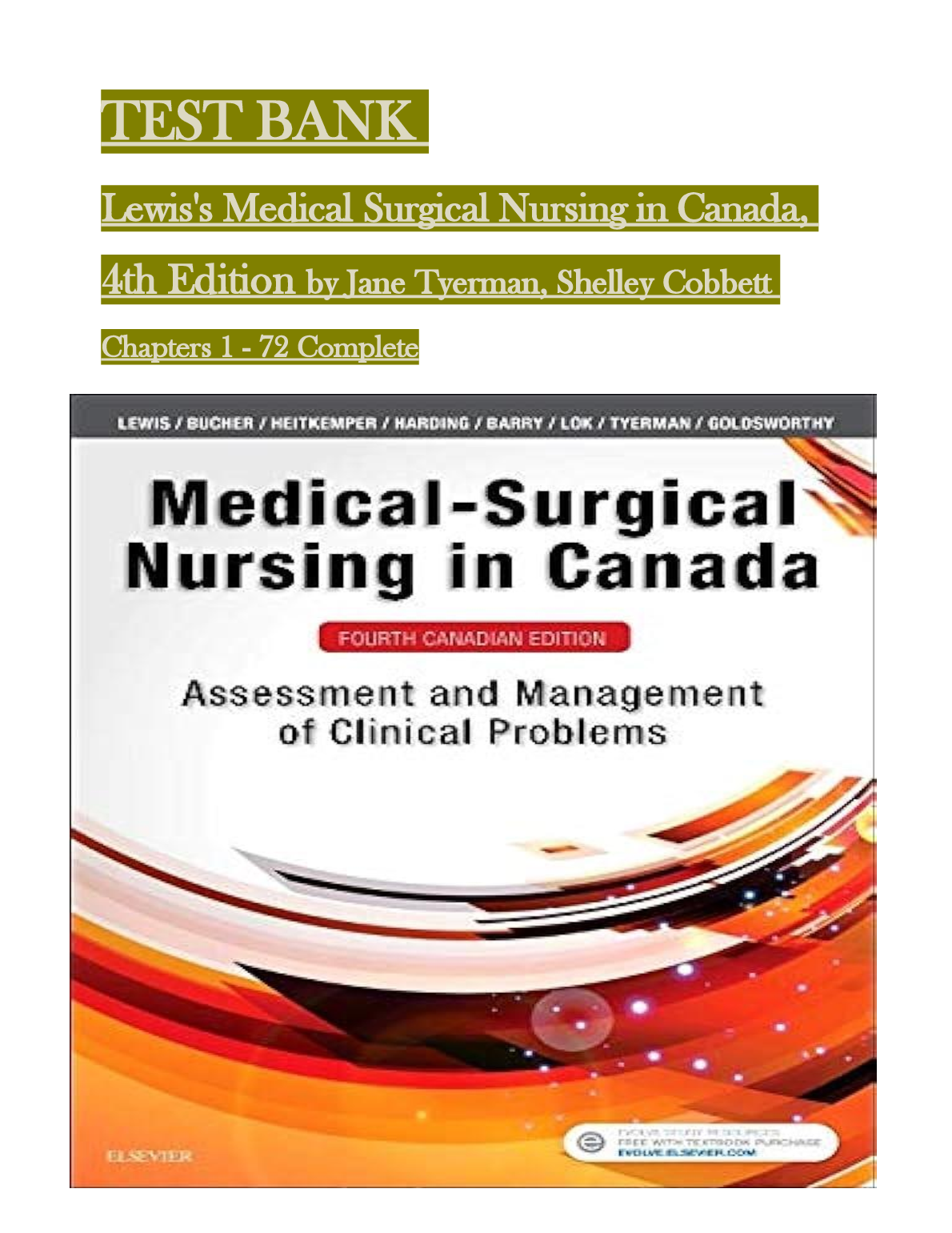 Medical Surgical Nursing Canada Test Bank 2026/27