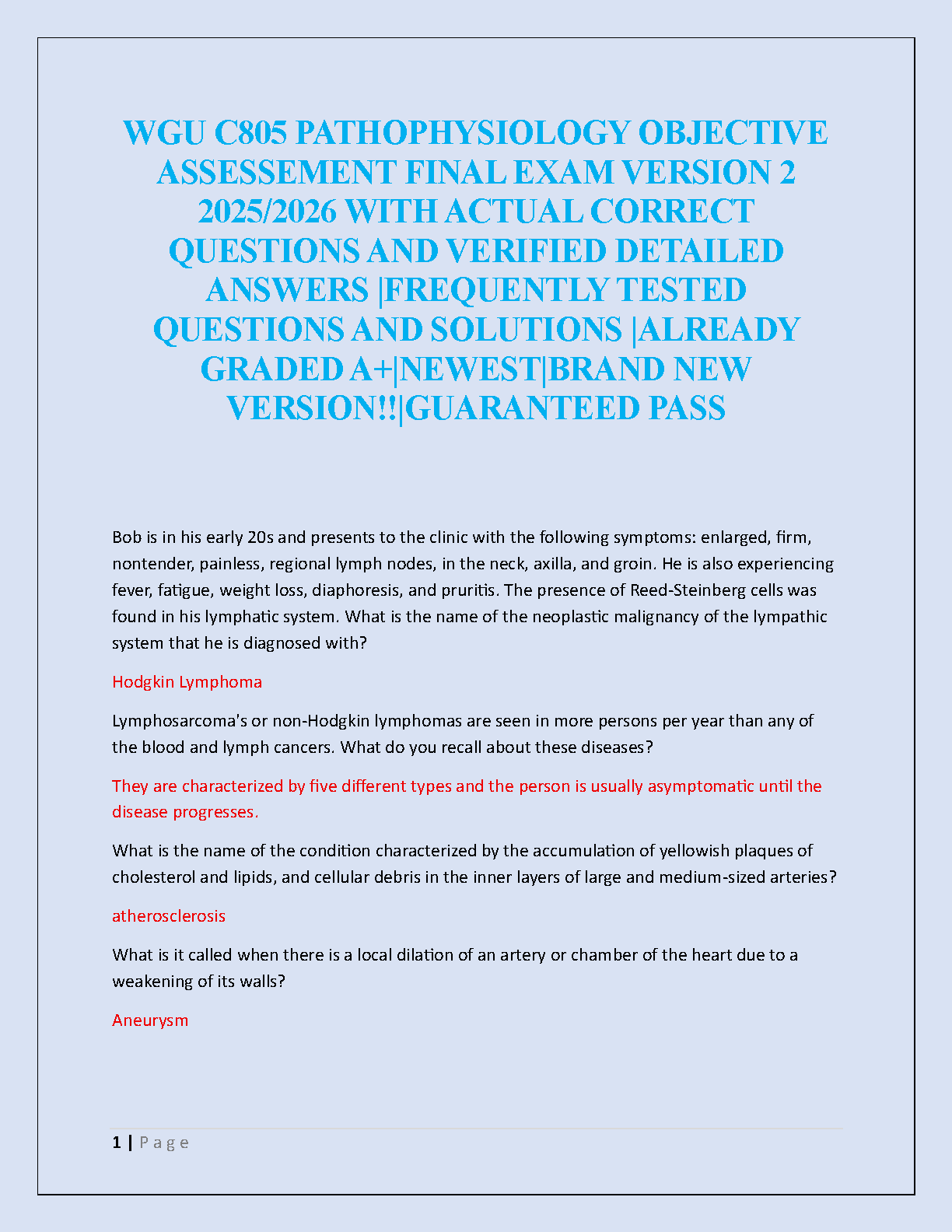 WGU C805 Pathophysiology Final Exam Study Guide 2025-2026 IMG-1