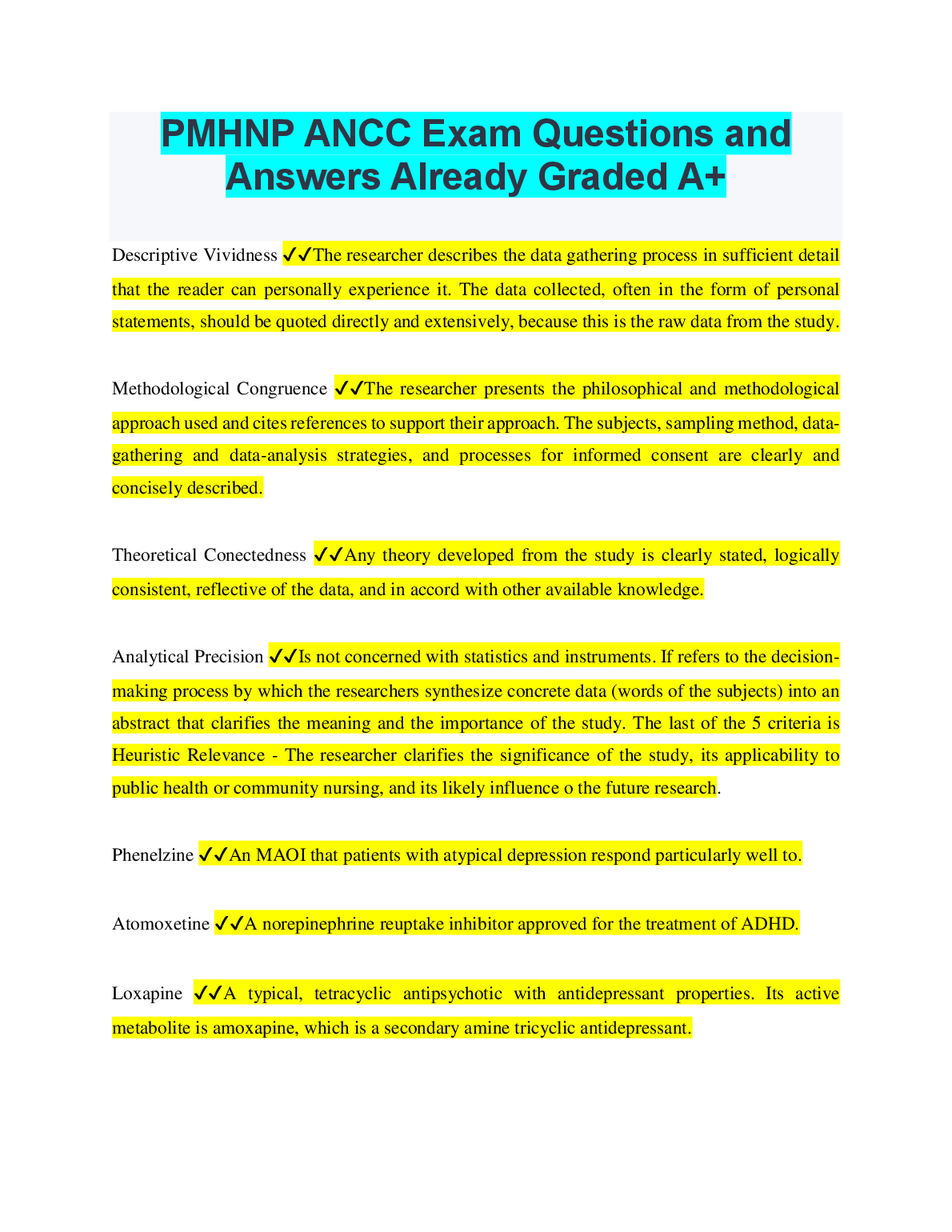2026 PMHNP ANCC Exam Prep, Questions & Answers