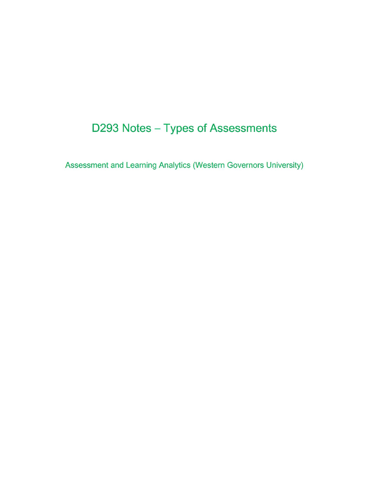 WGU D293 Study Guide: Assessment & Learning Analytics 2025