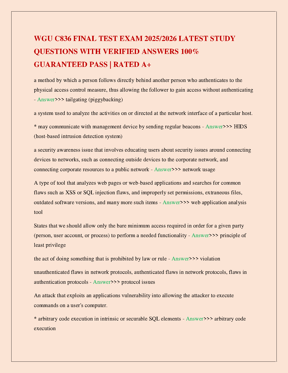 WGU C836 Final Exam Study Guide 2025/2026 Answers