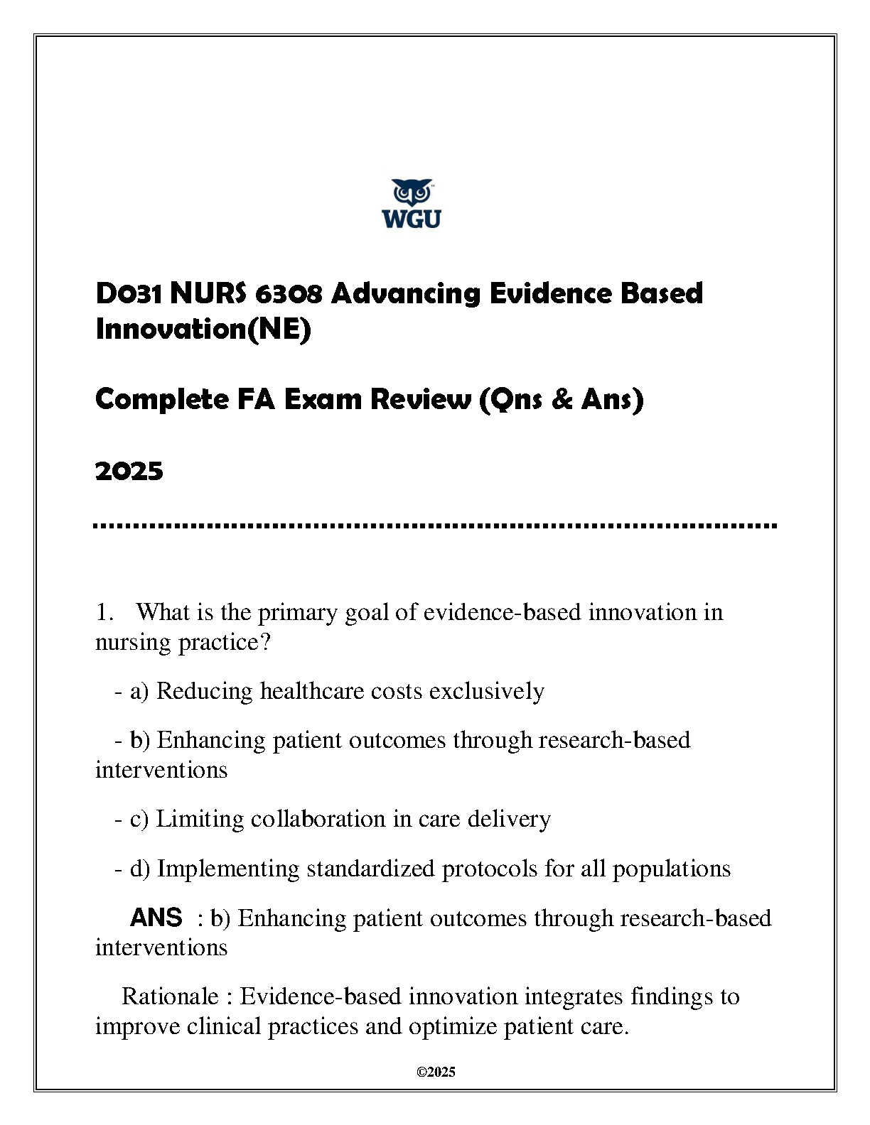 NURS 6308 Evidence Based Innovation Final Exam Qs A 2025 WGU IMG-1
