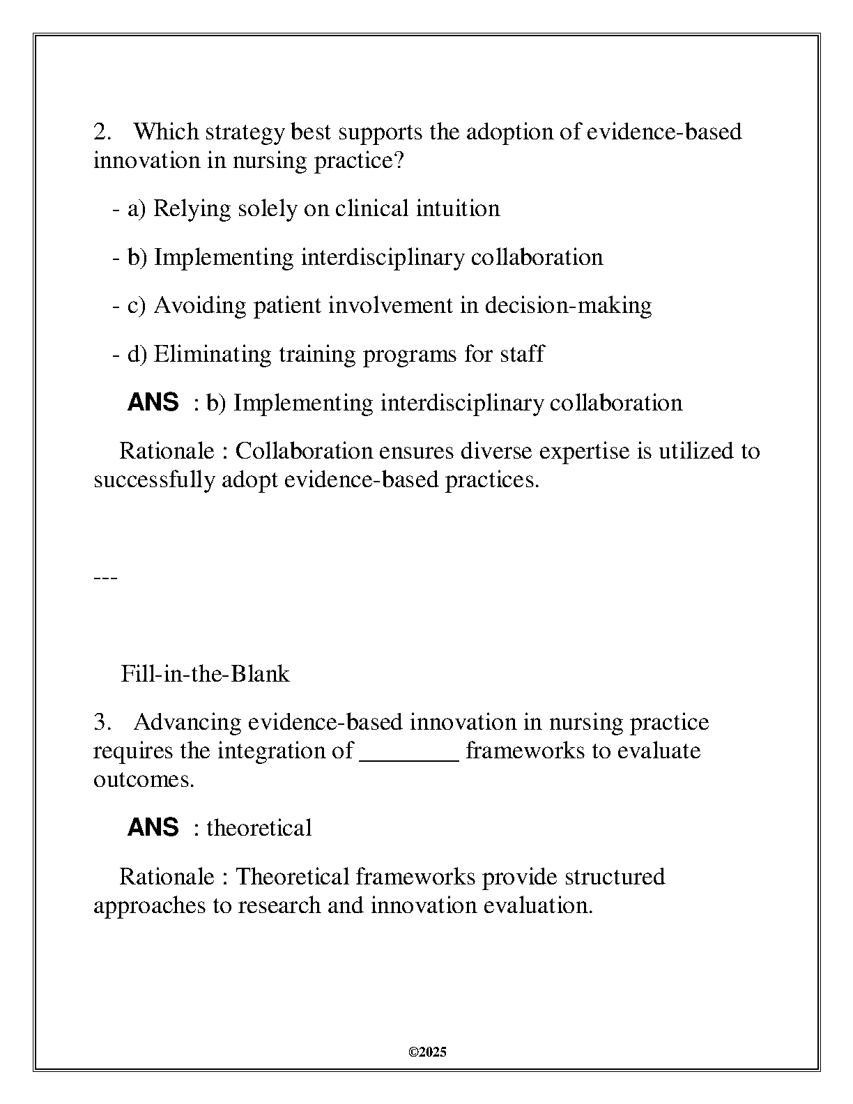 NURS 6308 Evidence Based Innovation Final Exam Qs A 2025 WGU