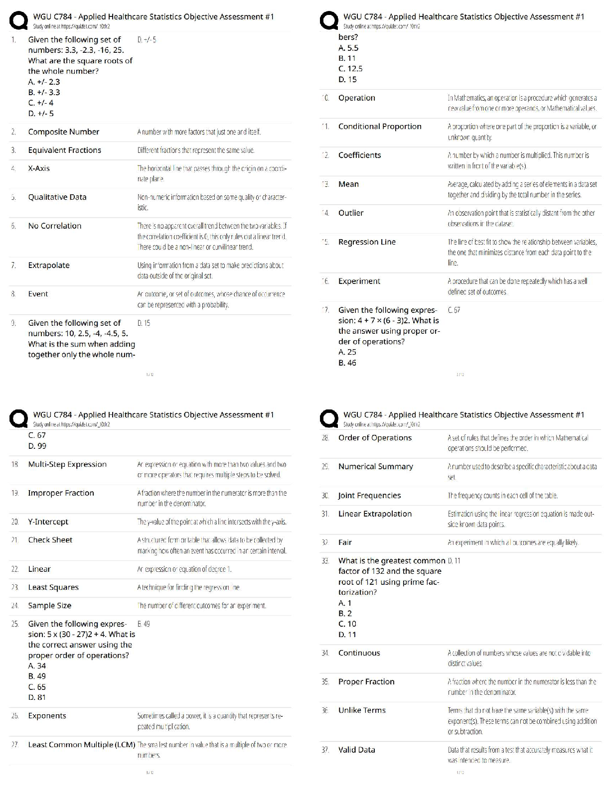 WGU C784 Applied Healthcare Stats OA1 Questions and Answers 2025/2026