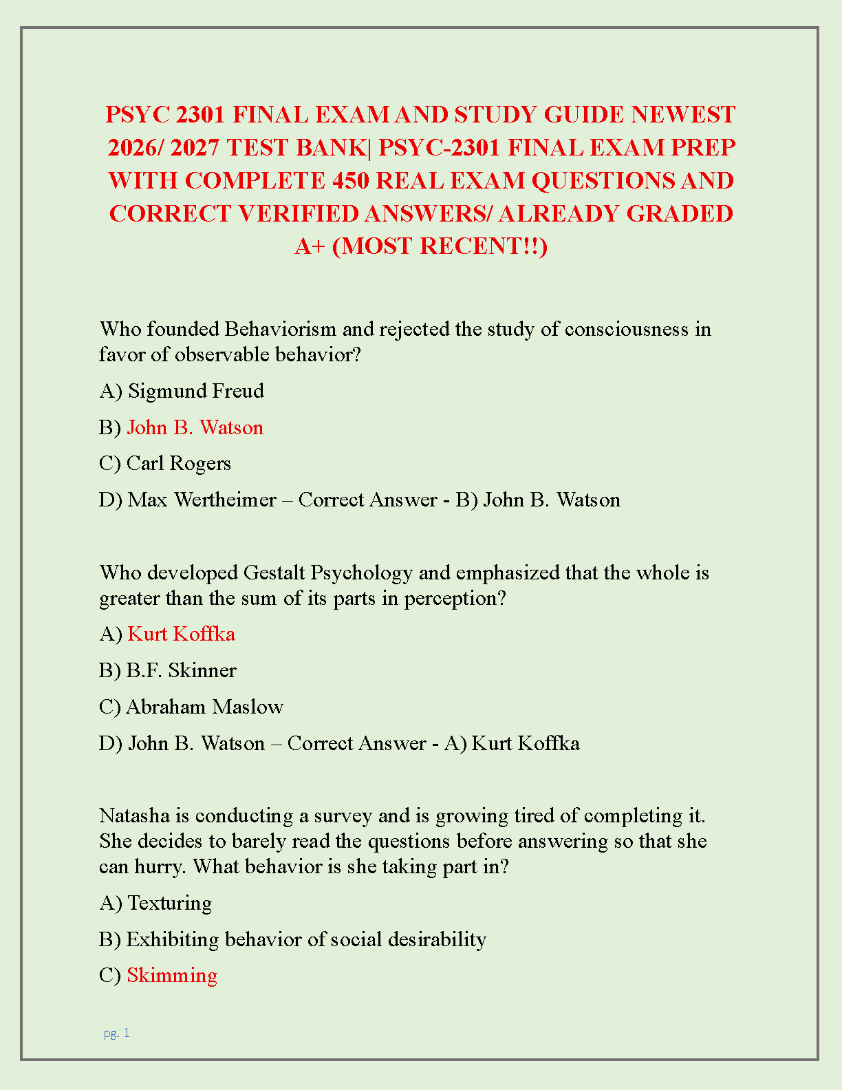 PSYC 2301 Study Guide & Test Bank 2026/2027 with Answers IMG-1