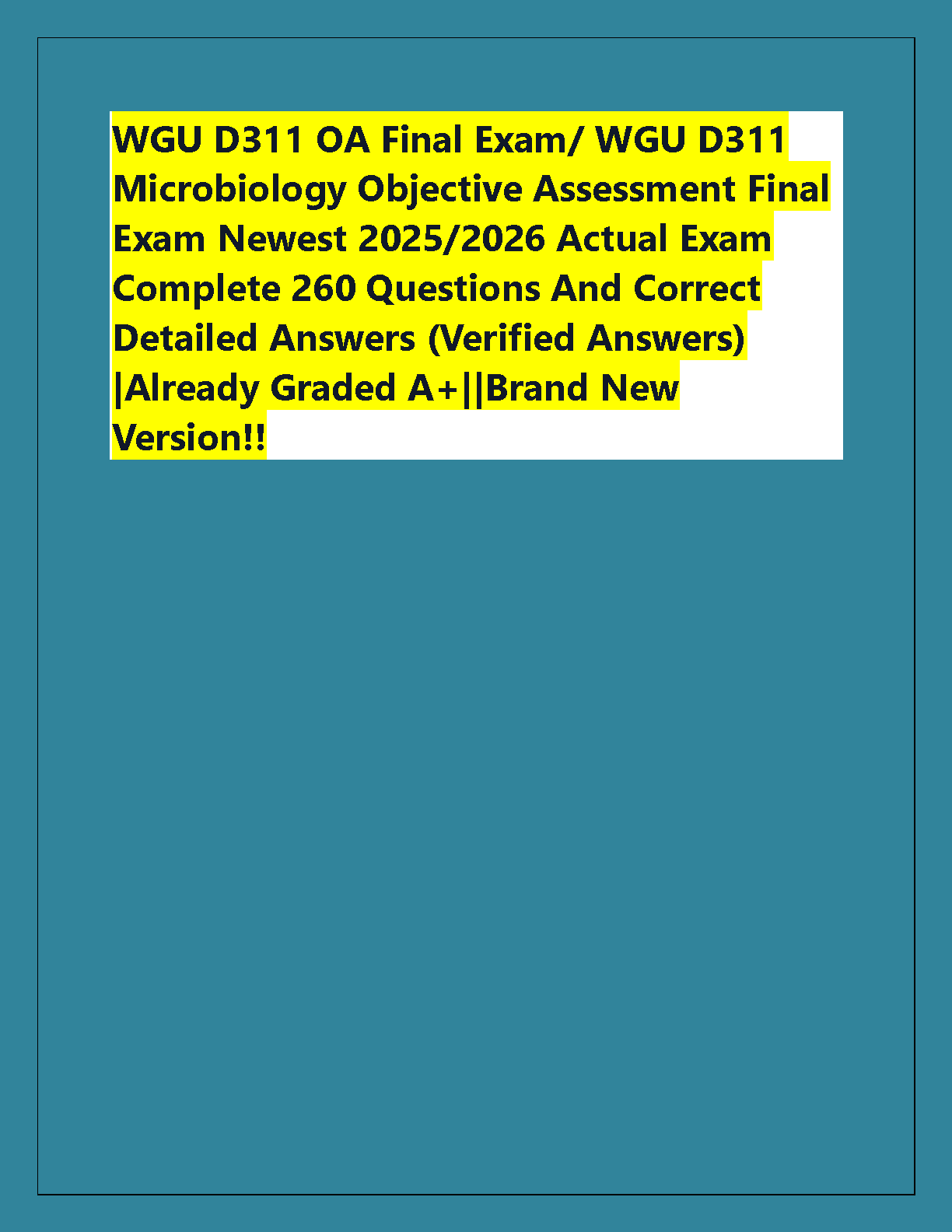 WGU D311 Microbiology OA Study Guide 2026
