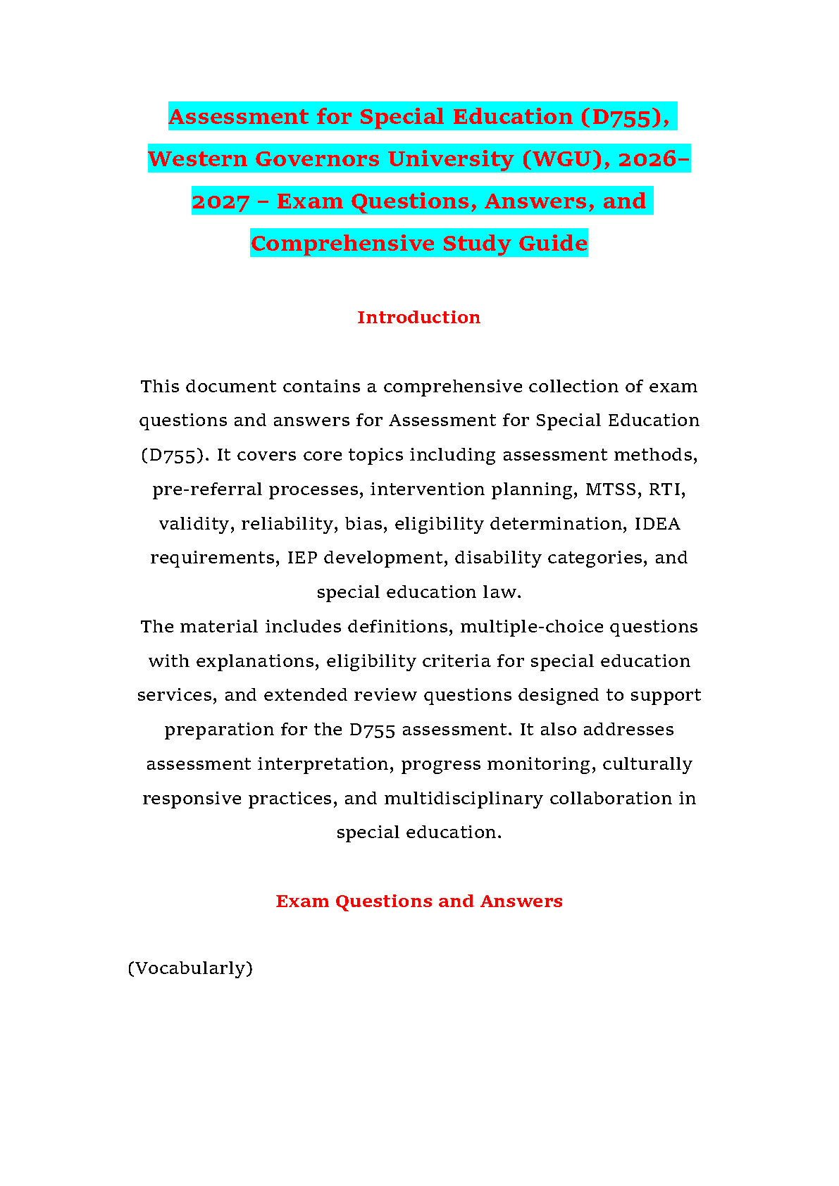 WGU D755 Special Ed Exam Guide 2026 Q&A IMG-1