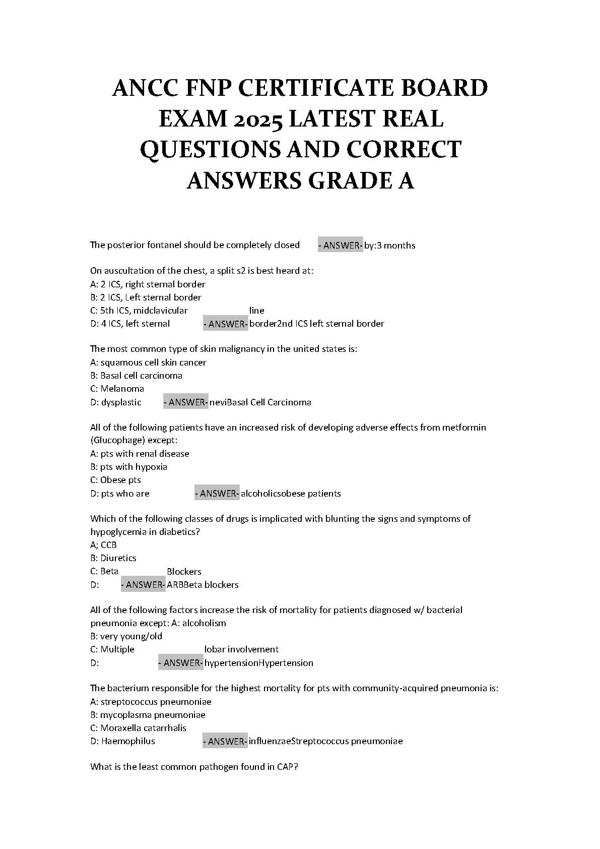 FNP ANCC Exam Prep 2026: Real Qs & Answers Guide
