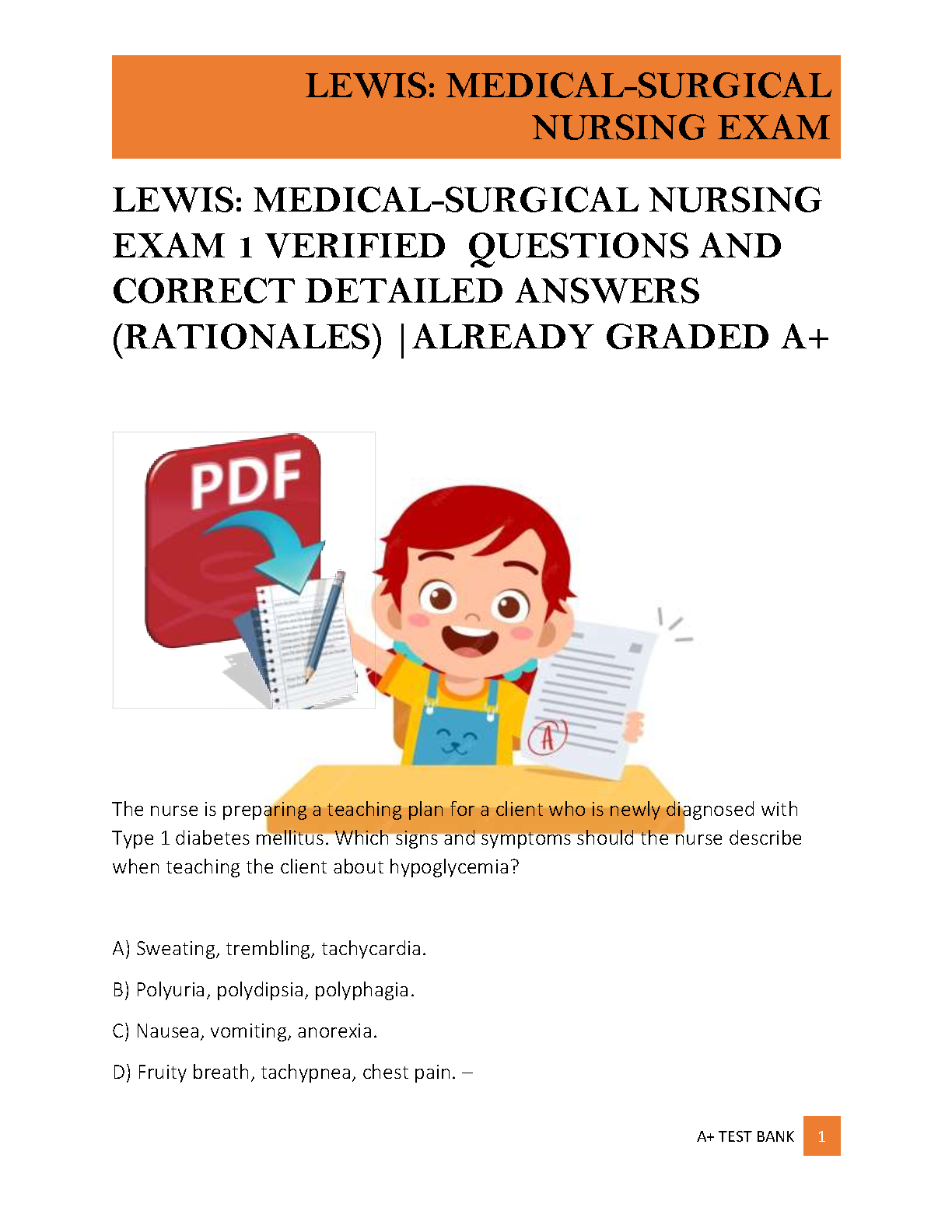 Lewis Med Surg Test Bank 12th Ed Exam 1 Answers & Rationales 2026/27 IMG-1