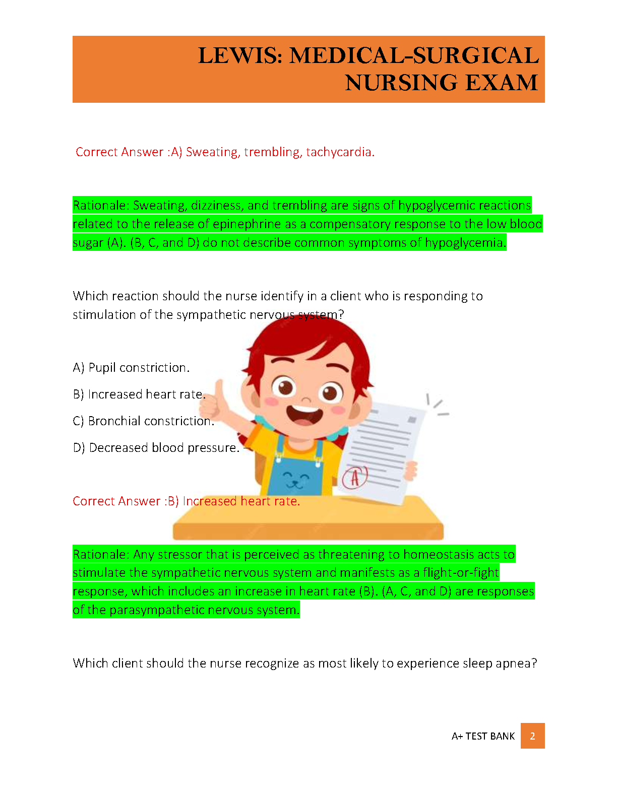 Lewis Med Surg Test Bank 12th Ed Exam 1 Answers & Rationales 2026/27