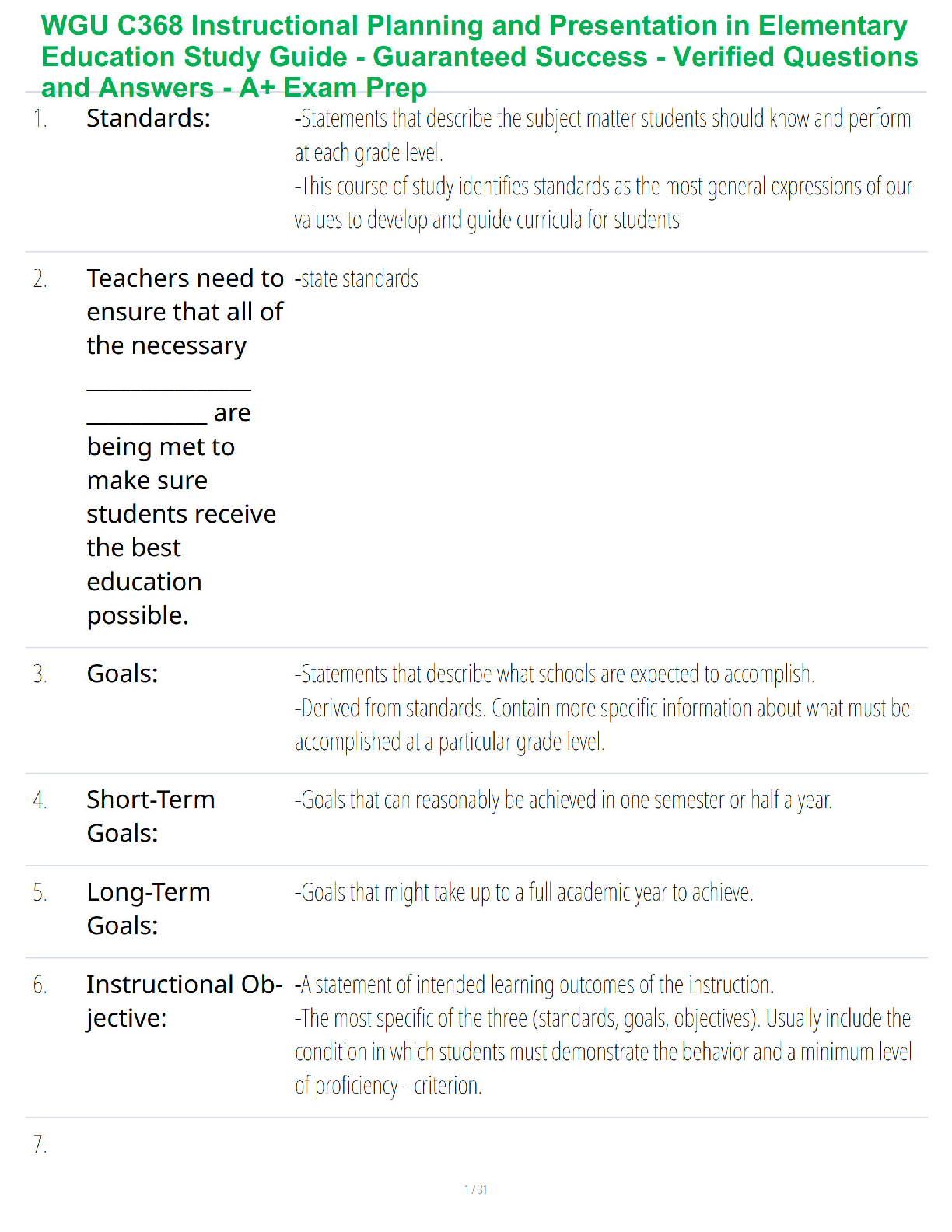 WGU C368 Instructional Planning Study Guide Exam Prep IMG-1