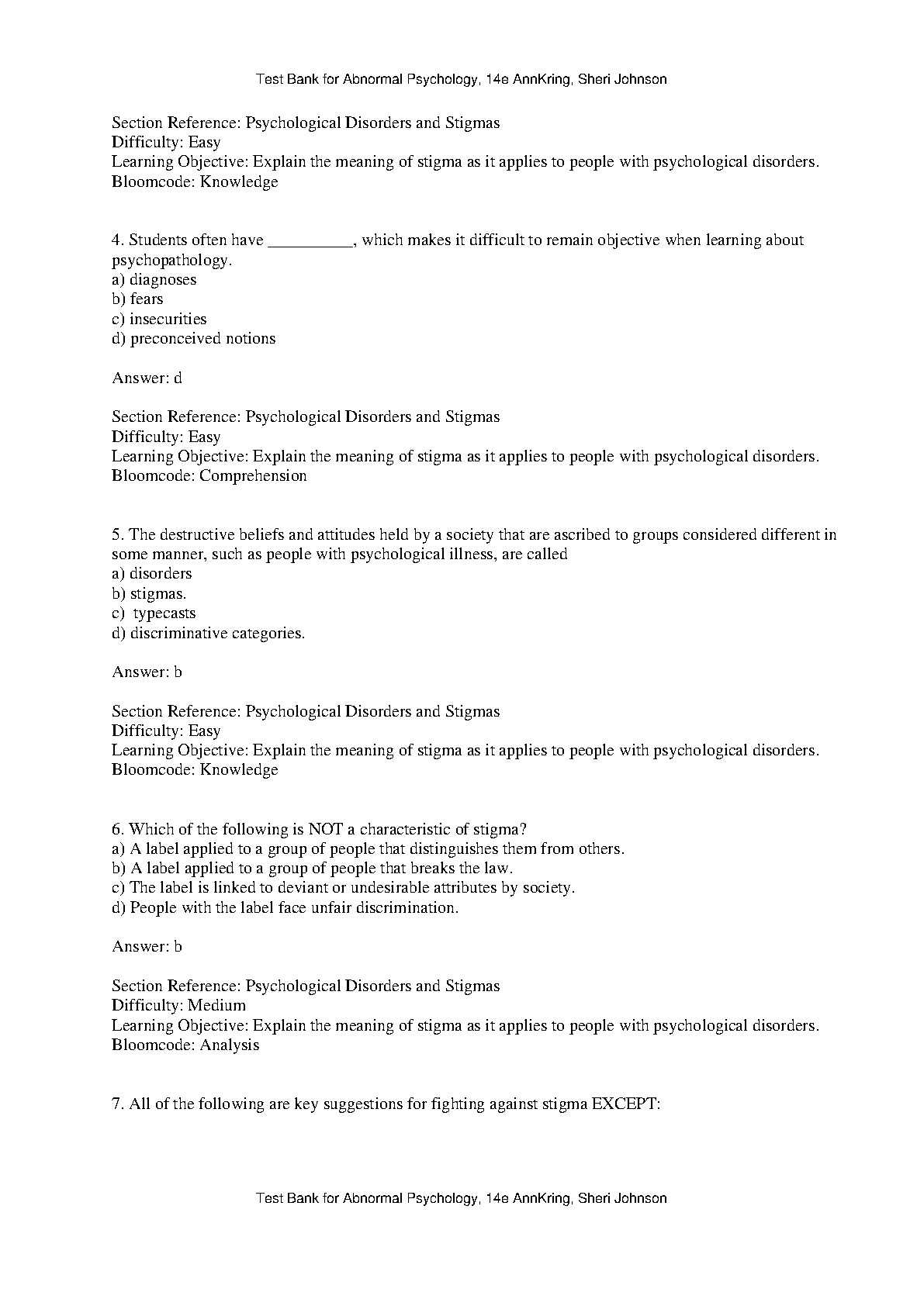 Abnormal Psychology 14e Test Bank Kring Johnson Solutions IMG-3