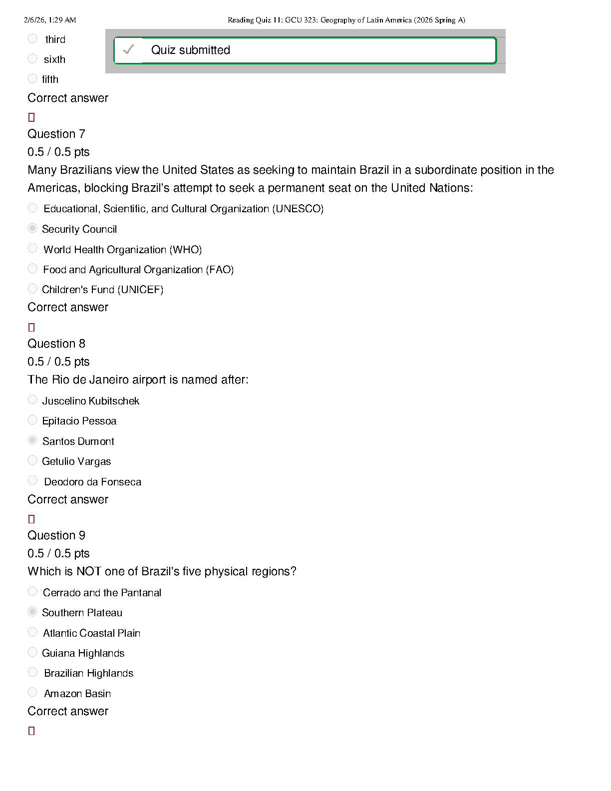 GCU 323 Reading Quiz 11 Answer Key 2026 Geography Test Bank IMG-3