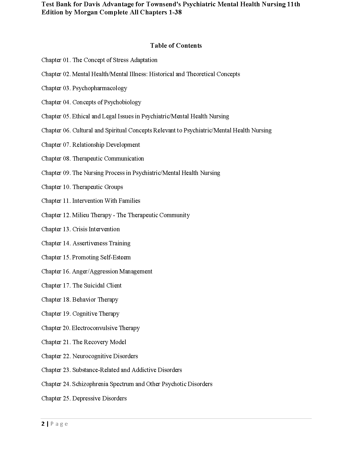 Townsend Psych Nursing Test Bank 11e