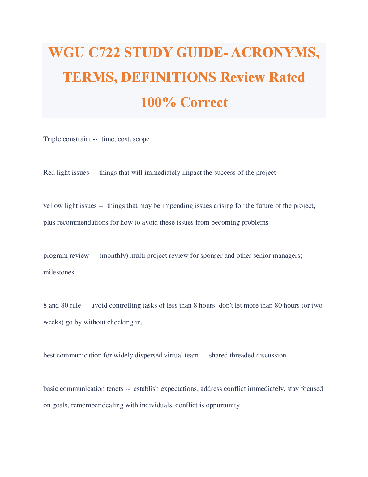 WGU C722 Study Guide | Key Terms & Acronyms