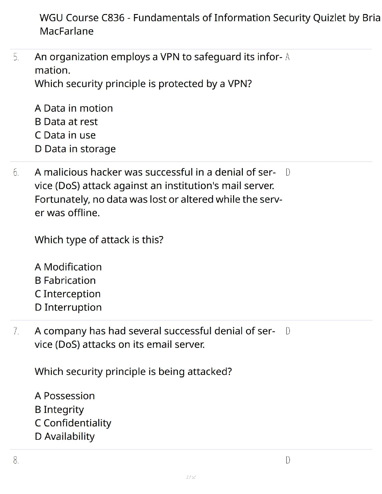 WGU C836 Info Security Test Bank 2025 2026