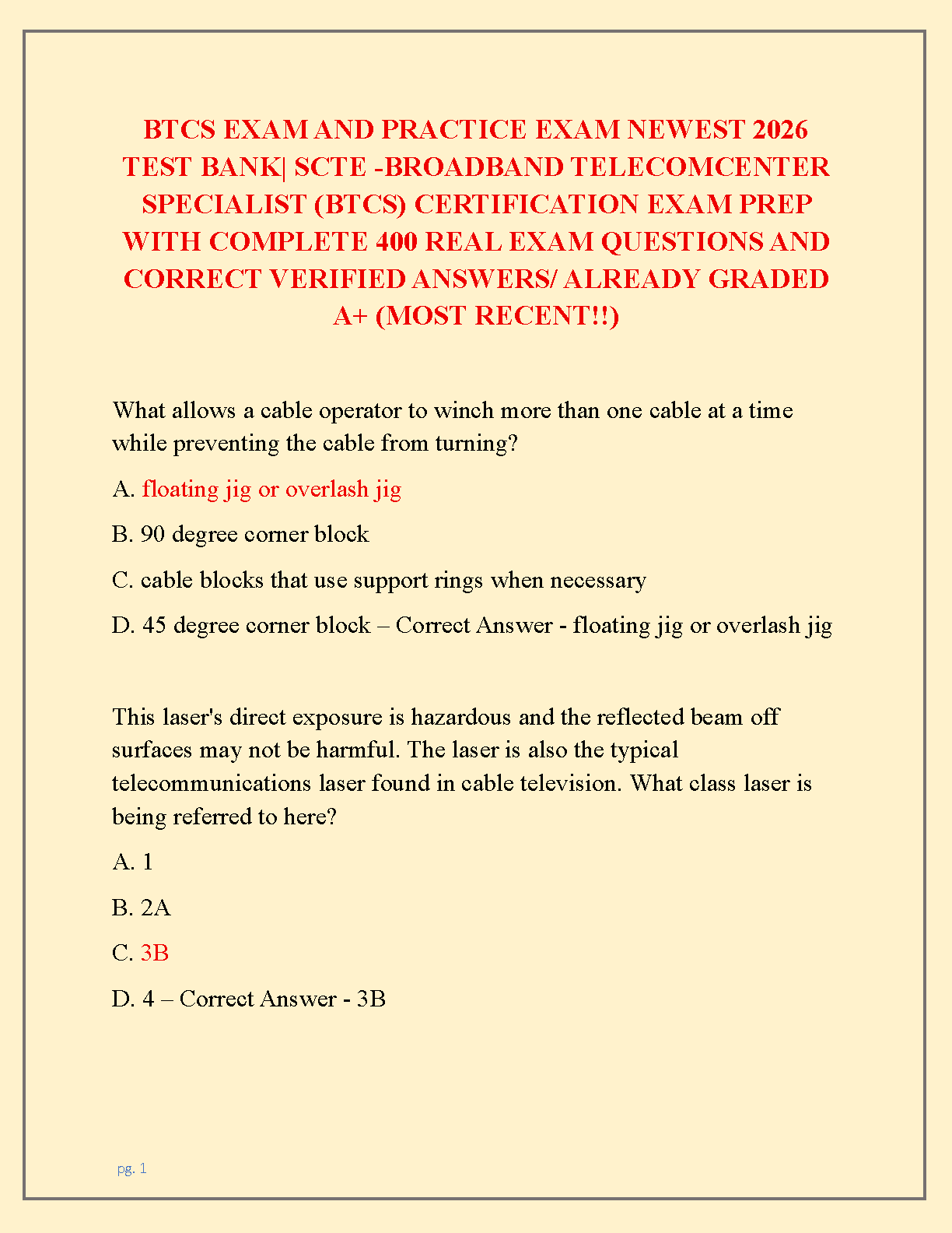 SCTE BTCS 2026 Test Bank Fiber Optic Cert IMG-1