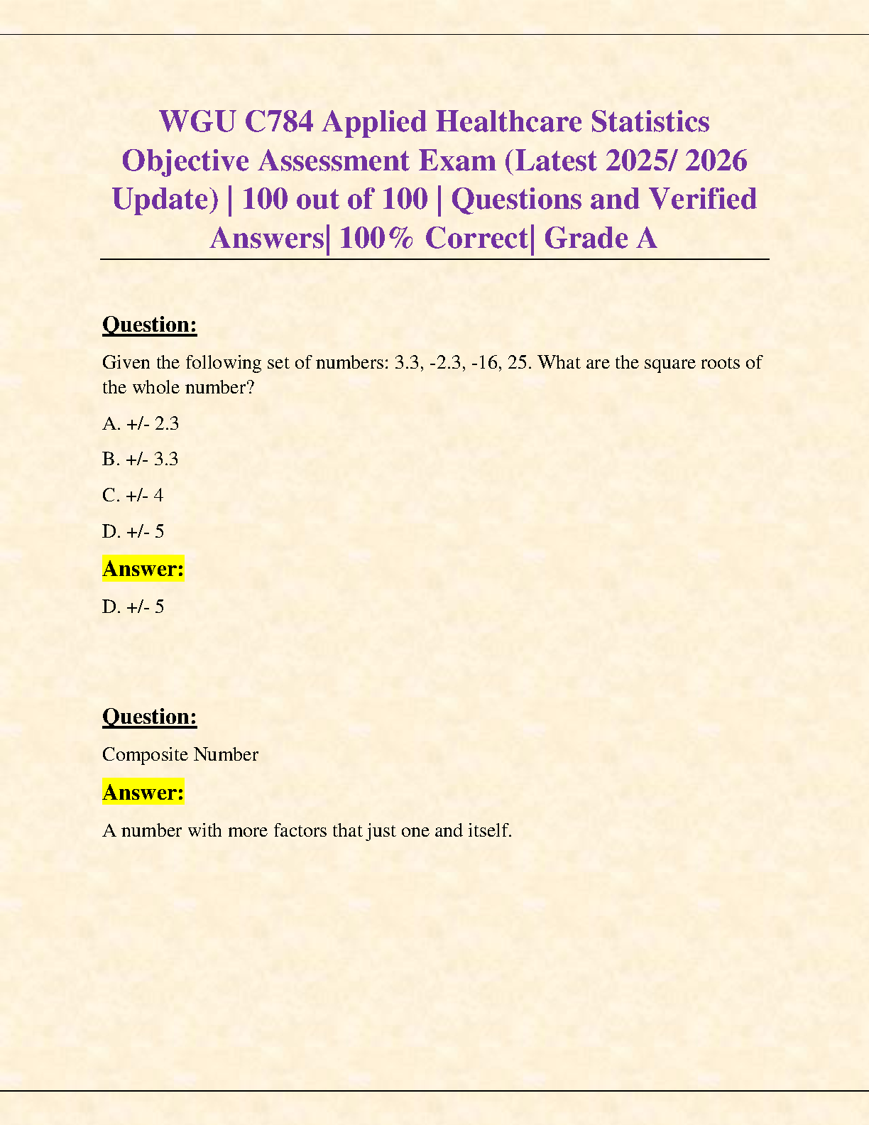 WGU C784 Test Bank 2025: Verified Answers & Study Guide IMG-1