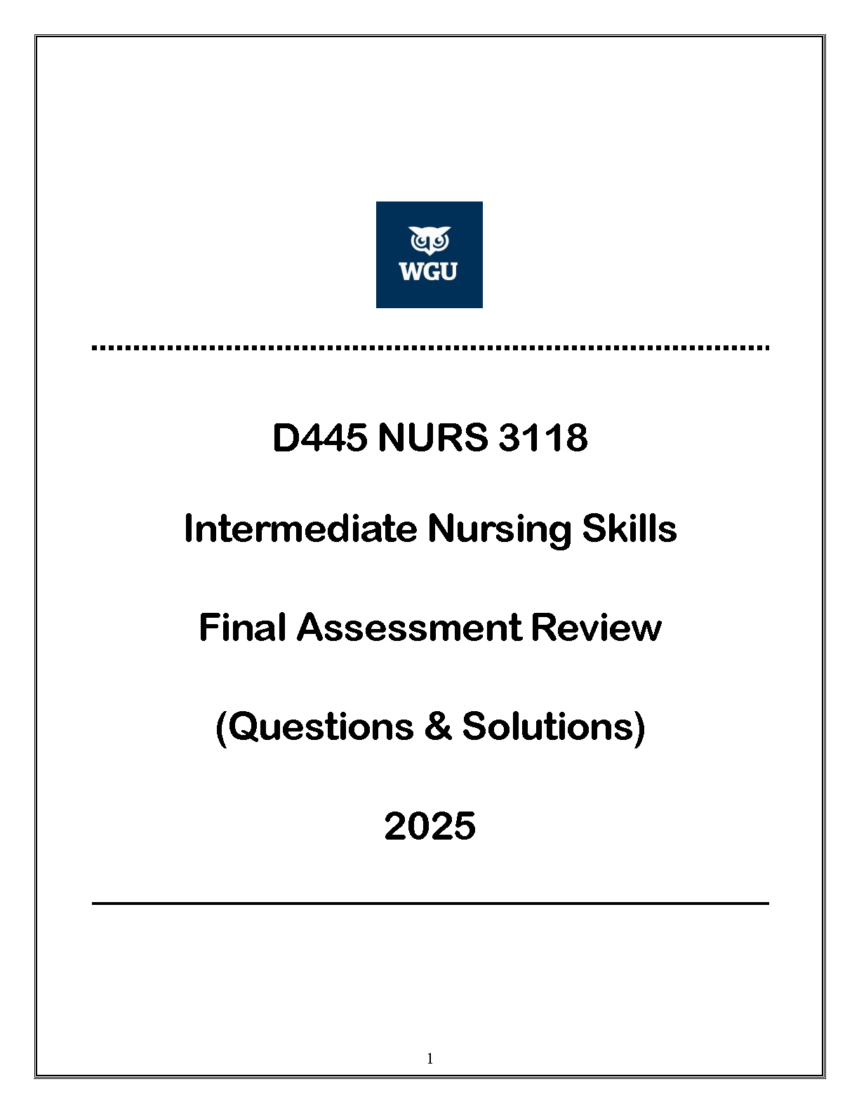 NURS 3118 Final Exam Q&A Guide WGU D445 Nursing Skills IMG-1