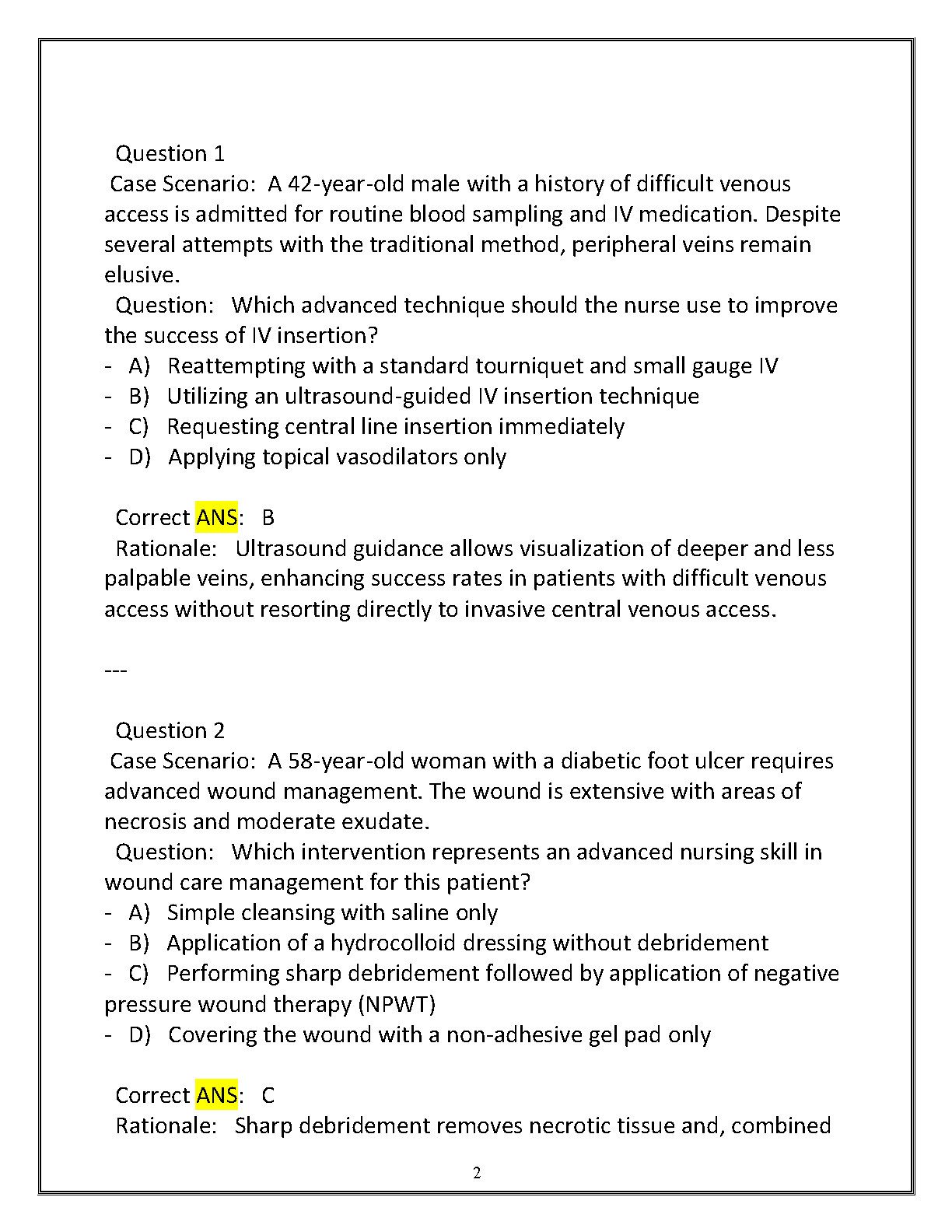 NURS 3118 Final Exam Q&A Guide WGU D445 Nursing Skills