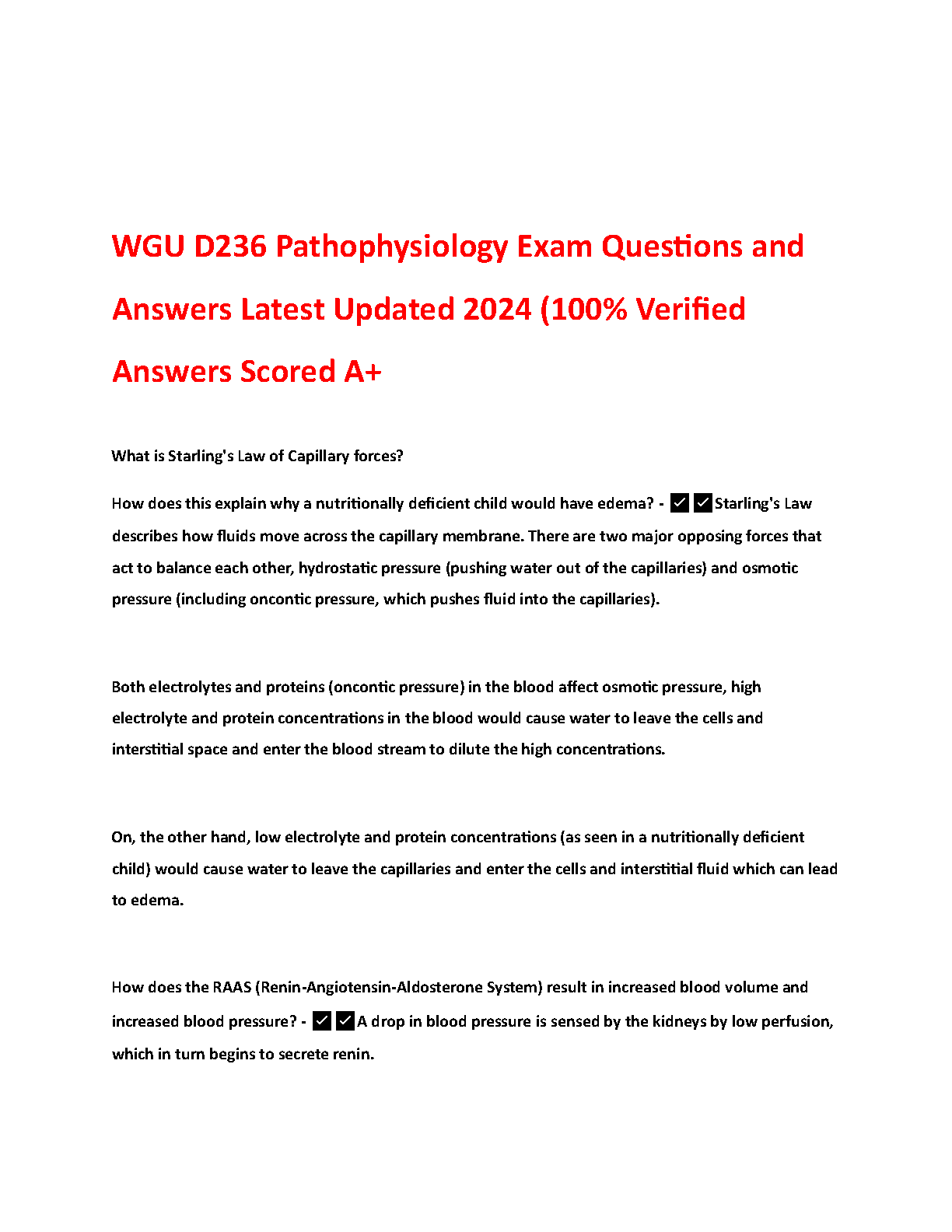 WGU D236 Pathophysiology Exam Qs and As 2024 IMG-1