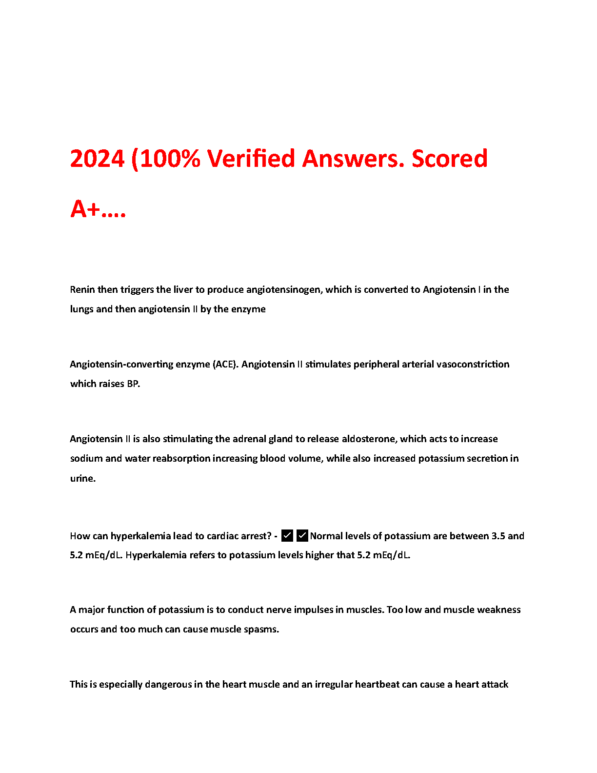 WGU D236 Pathophysiology Exam Qs and As 2024
