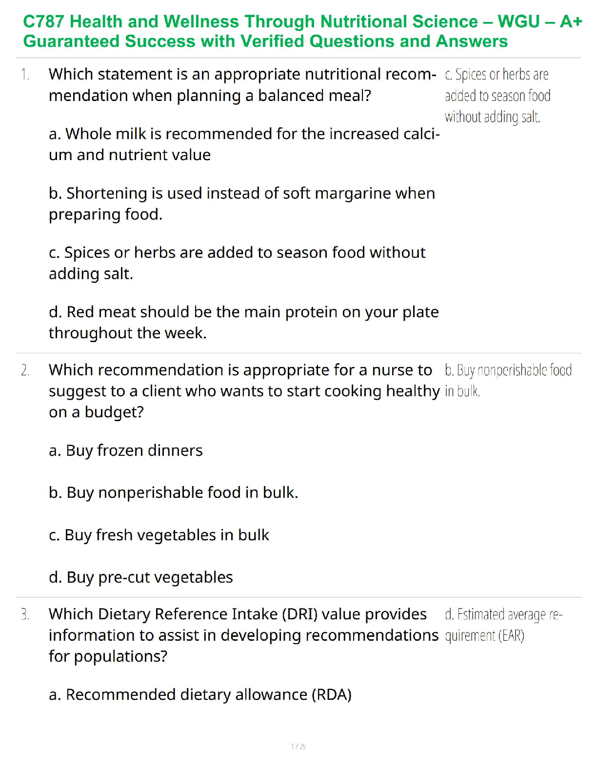 WGU C787 Nutrition Test Bank: Salge Blake Verified Q&A Guide IMG-1