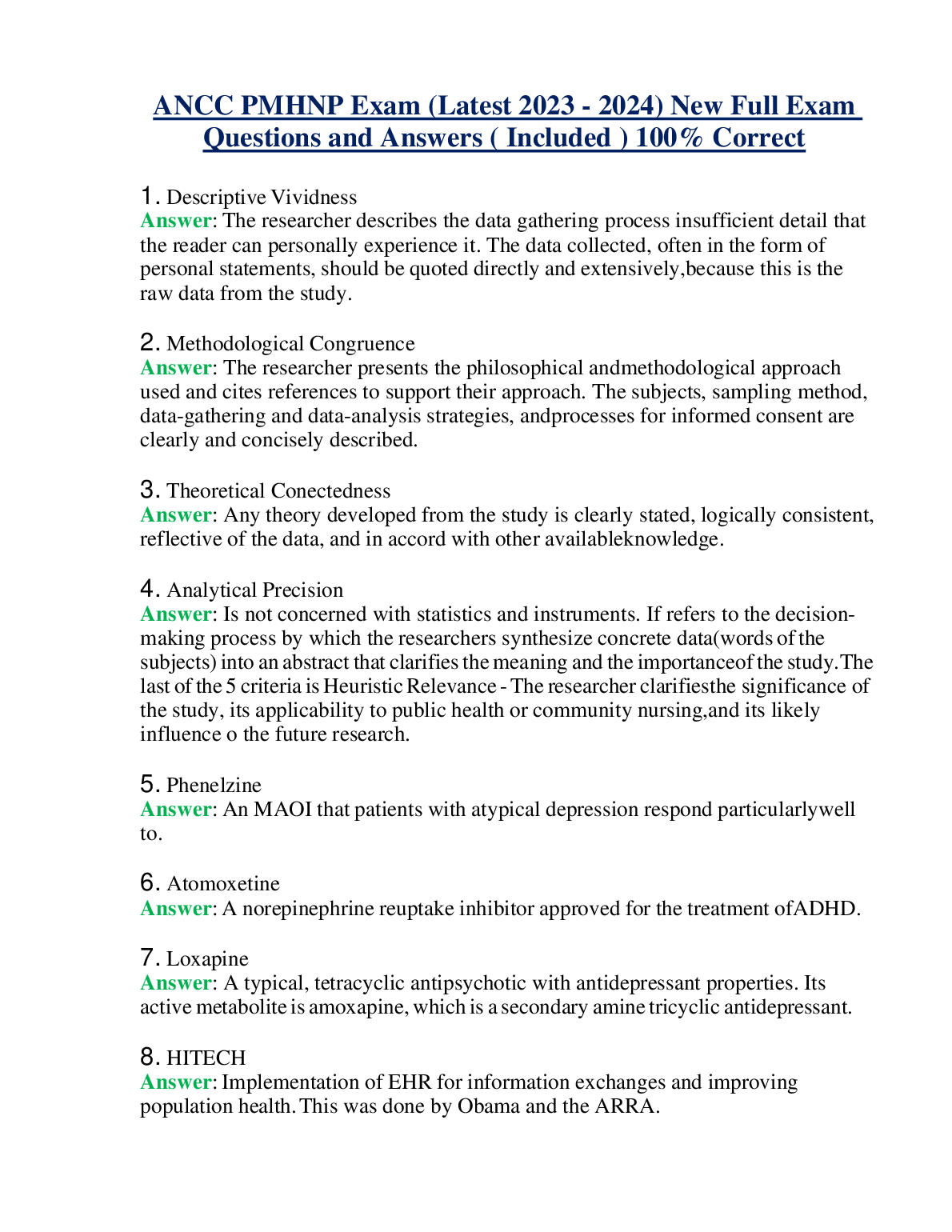 ANCC PMHNP Exam Q&A 2026/27: Practice Test Bank