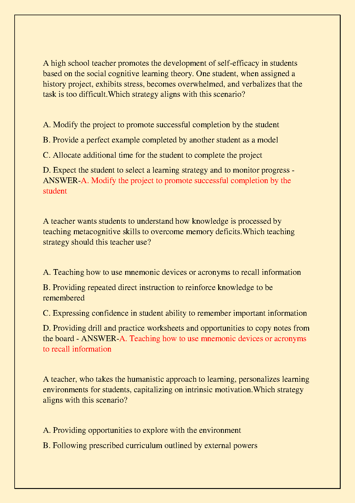 WGU D307 Ed Psych Final Exam Study Guide