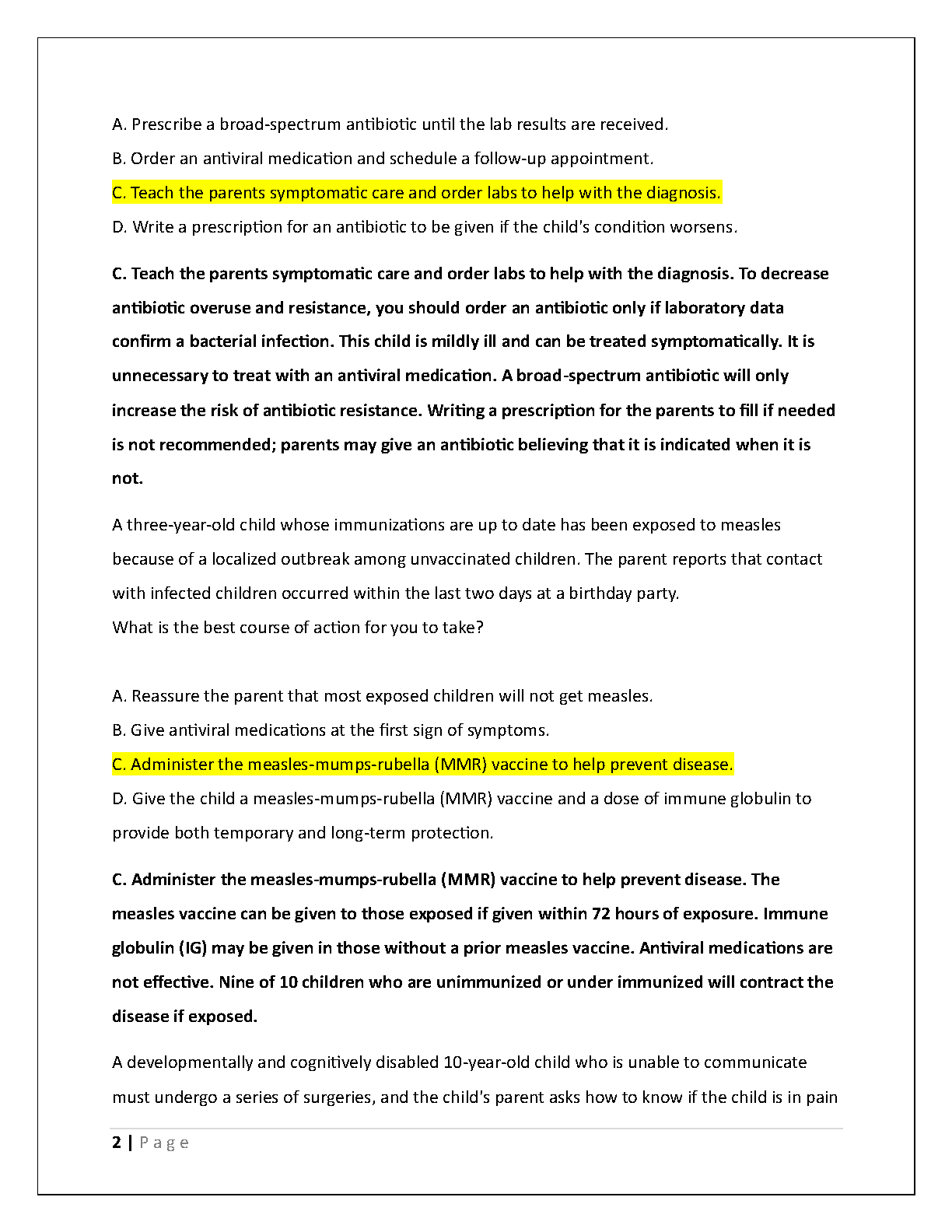 WGU D119 Pediatrics Exam Prep: Practice Qs & Answers