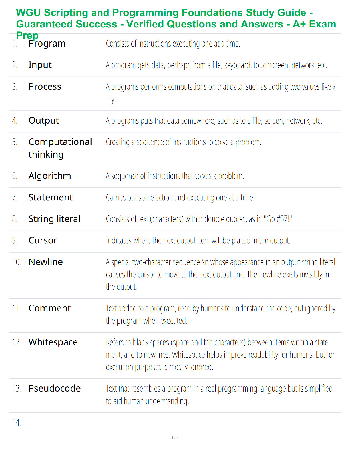 WGU C214 Study Guide 2026/2027: Scripting & Prog Foundations IMG-1