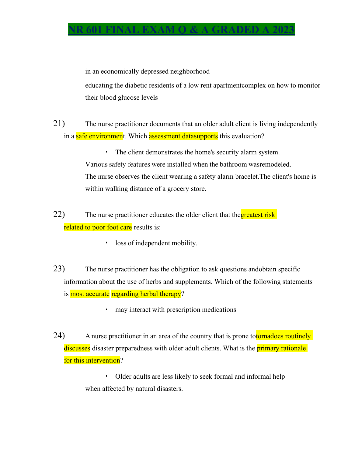 NR 601 Final Exam Q&A 2023: Nursing Test Bank & Study Aid IMG-3