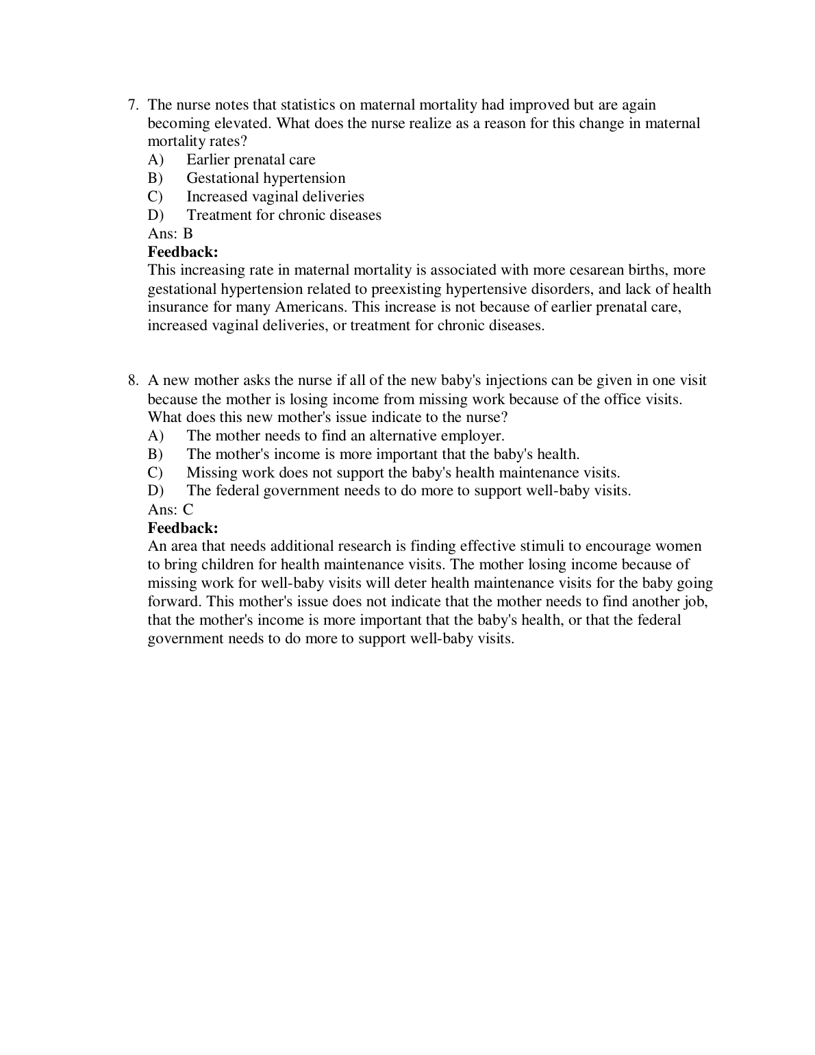 Maternal Child Nursing Test Bank Pillitteri 8th Ed 2026