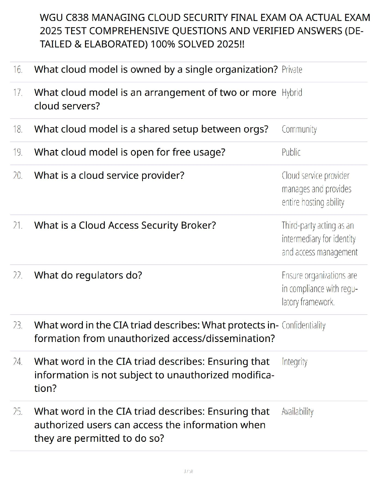WGU C838 Managing Cloud Security Exam Test Bank 2025 IMG-3