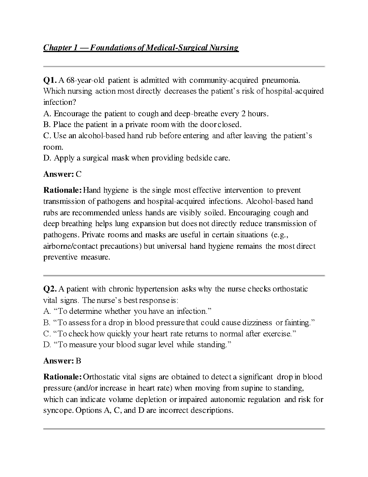 Med Surg Nursing Test Bank 7th Ed Davis Advantage Q&A