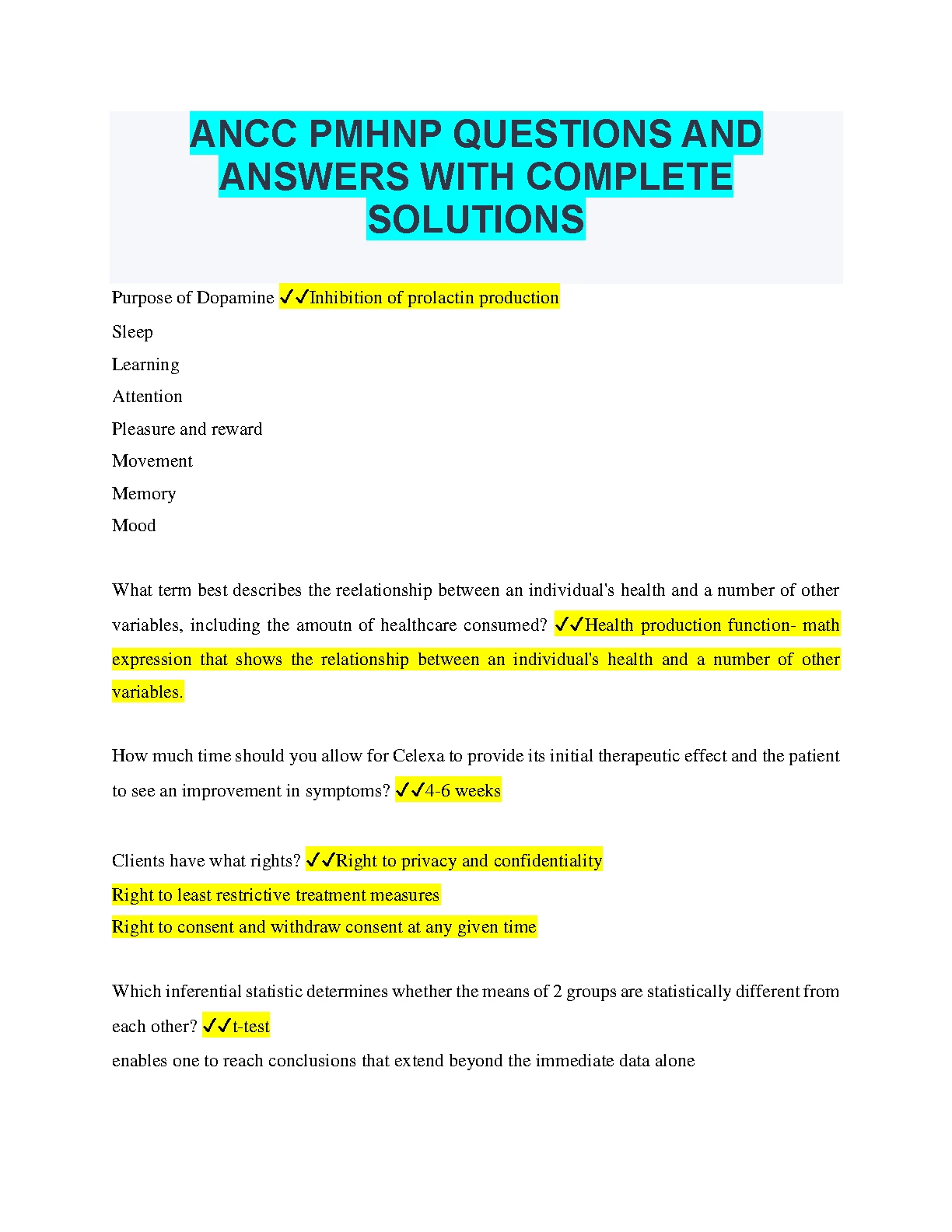 ANCC PMHNP Test Bank 2026 - Qs, Answers & Explanations IMG-1