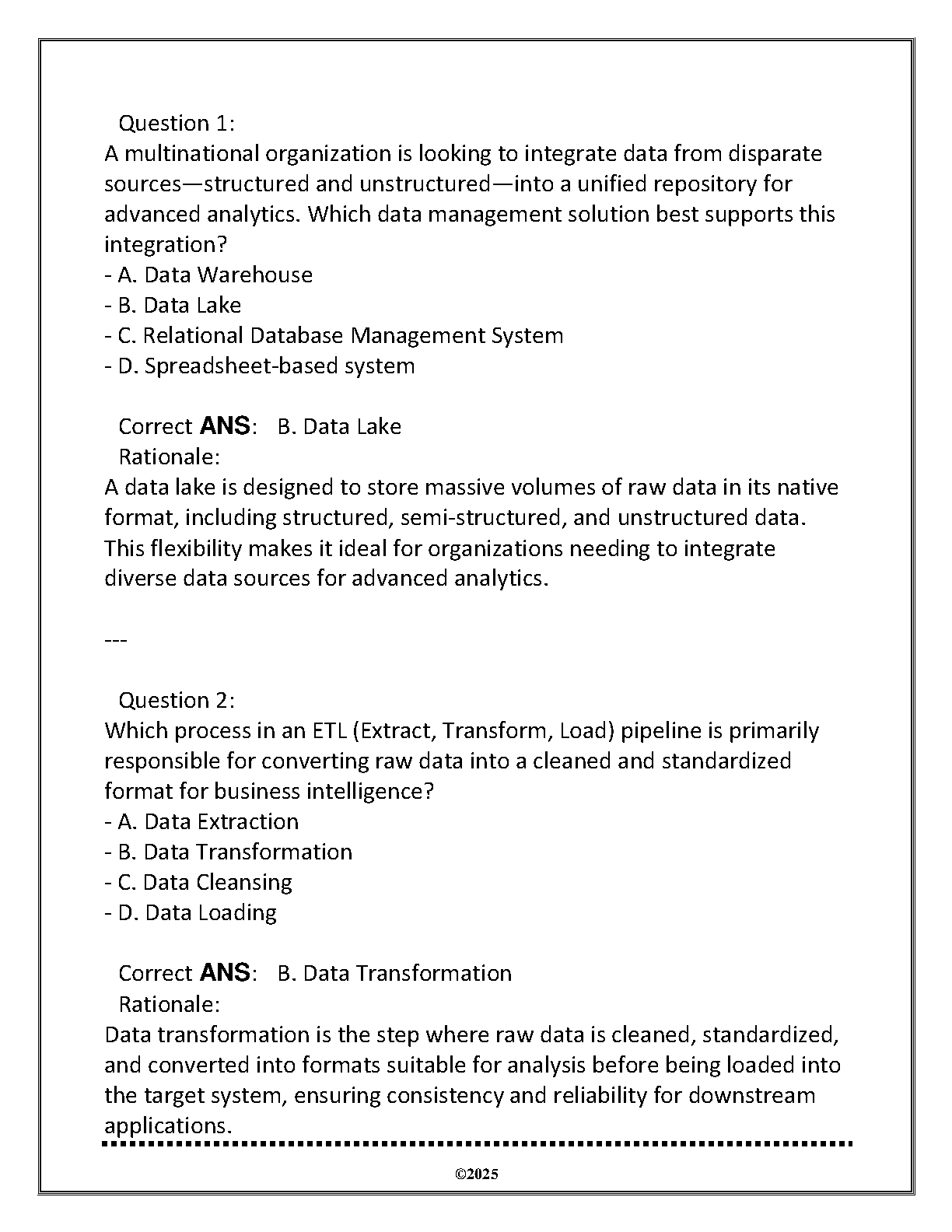 ITEC 2117 Data Mgmt Apps 2025 Objectives Q&A