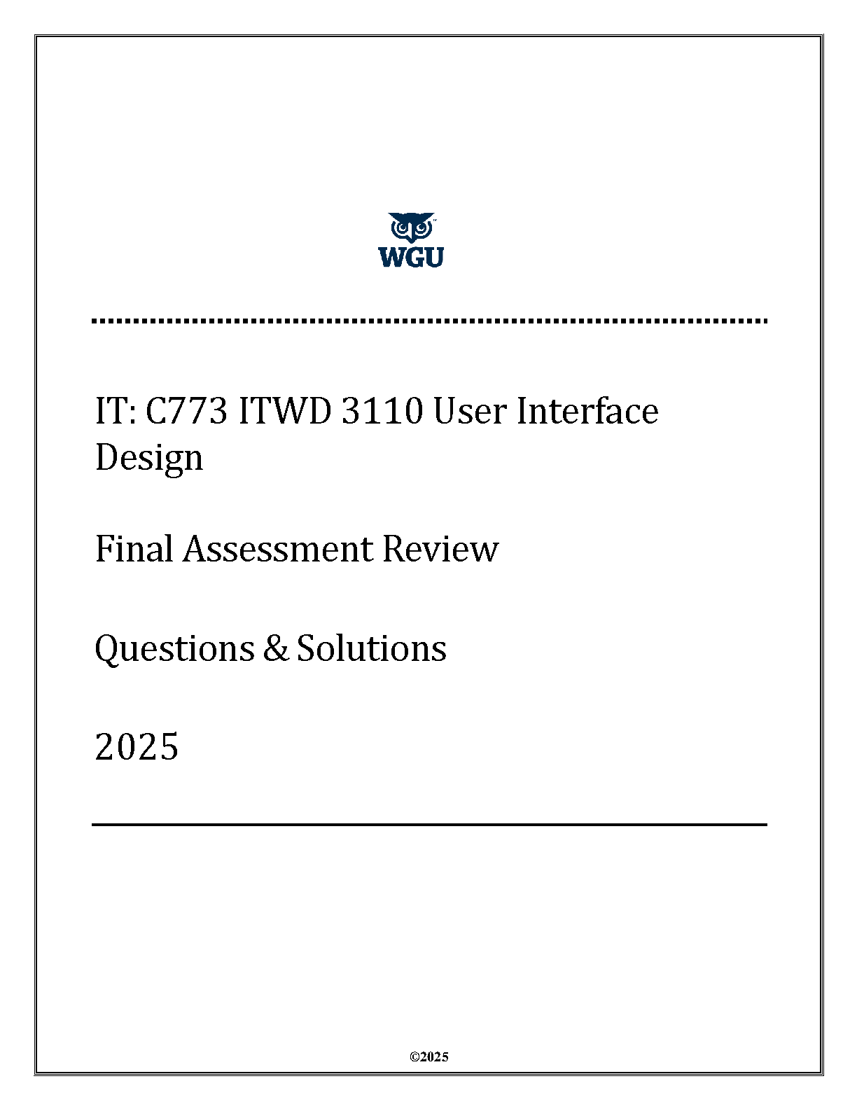WGU IT C773 UI Design Final Exam Solutions