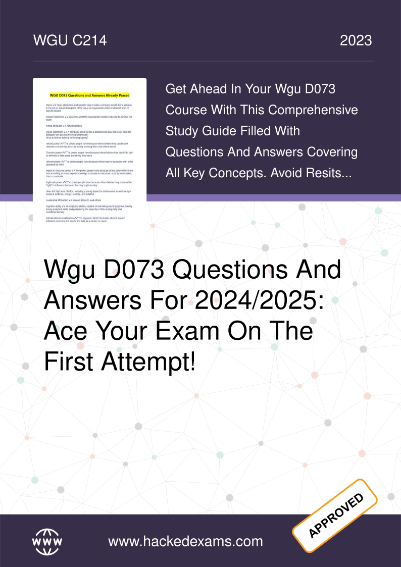 WGU D073 Q&A 2024-25: Complete Study Guide & Answers
