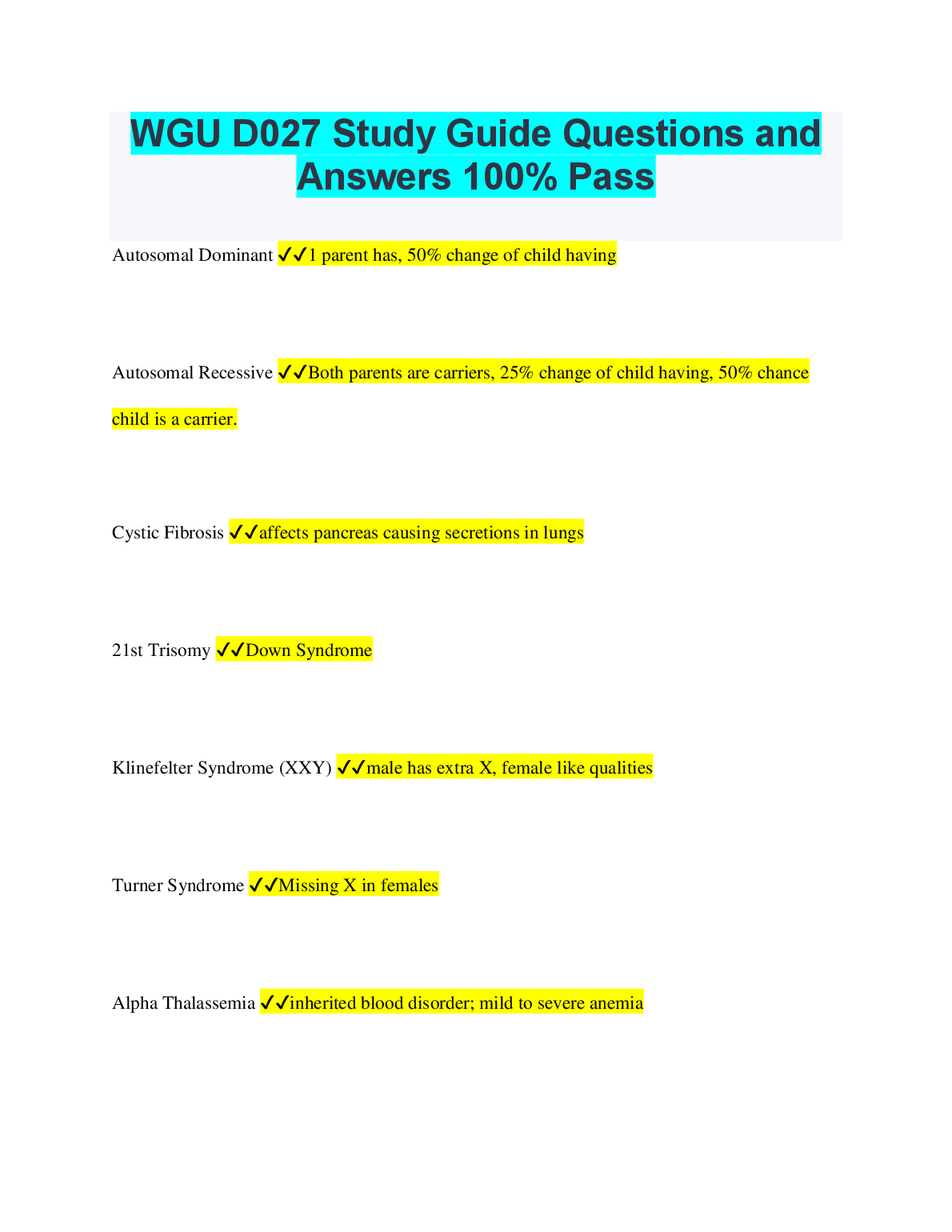 WGU D027 Study Guide Q&A 2024-2025 Pass Rate Resource