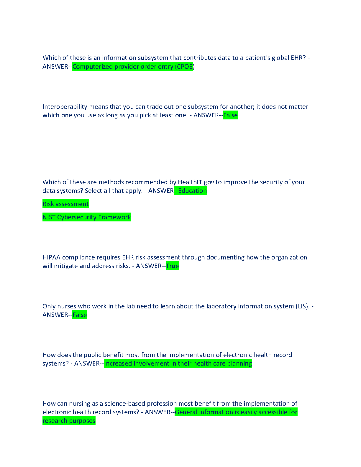 WGU D220 Nursing Informatics Exam Prep 2024-25 IMG-3