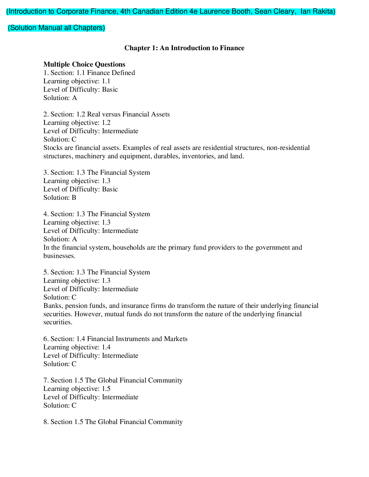 Introduction to Corporate Finance, 4th Canadian Edition