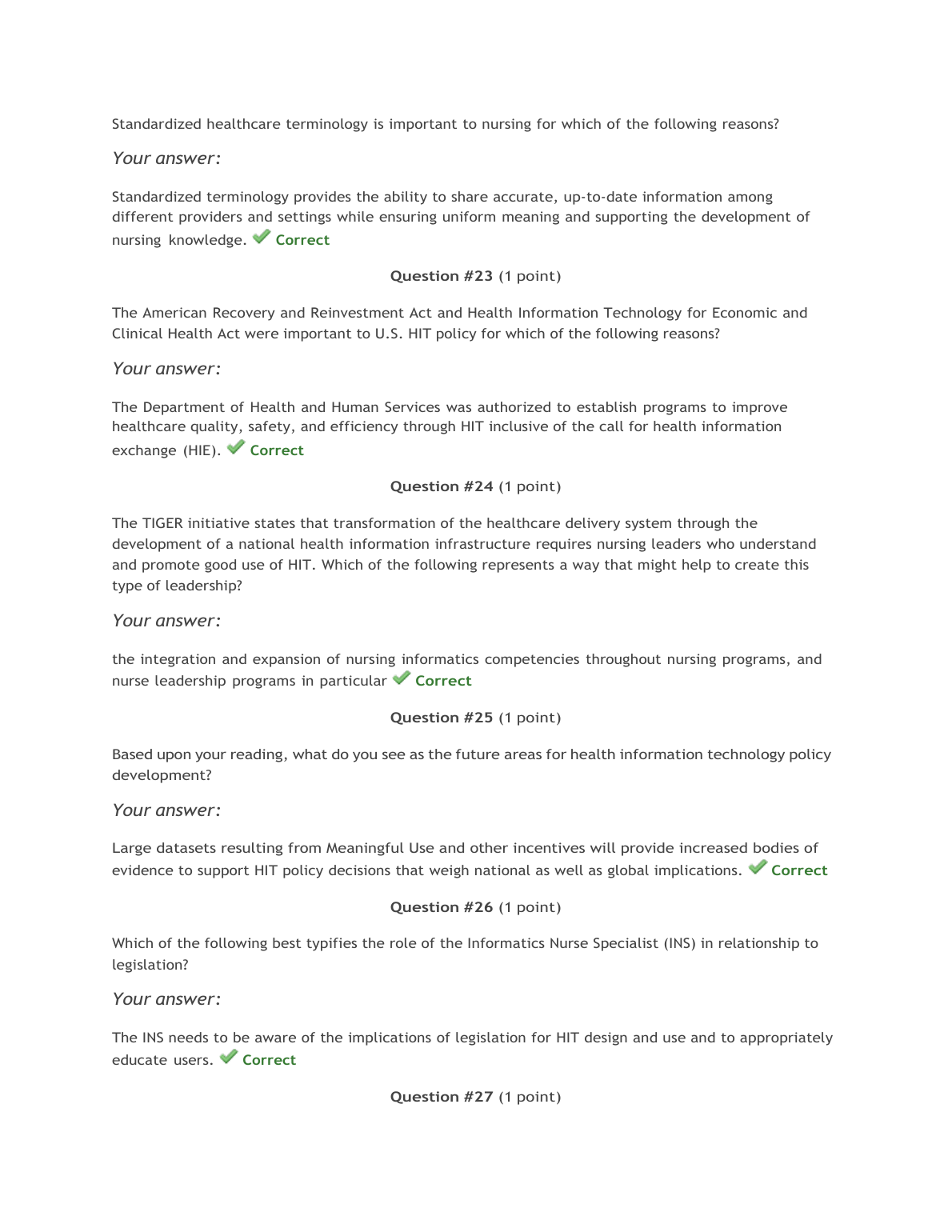 WGU C468 Nursing Informatics Knowledge Check 1 Guide
