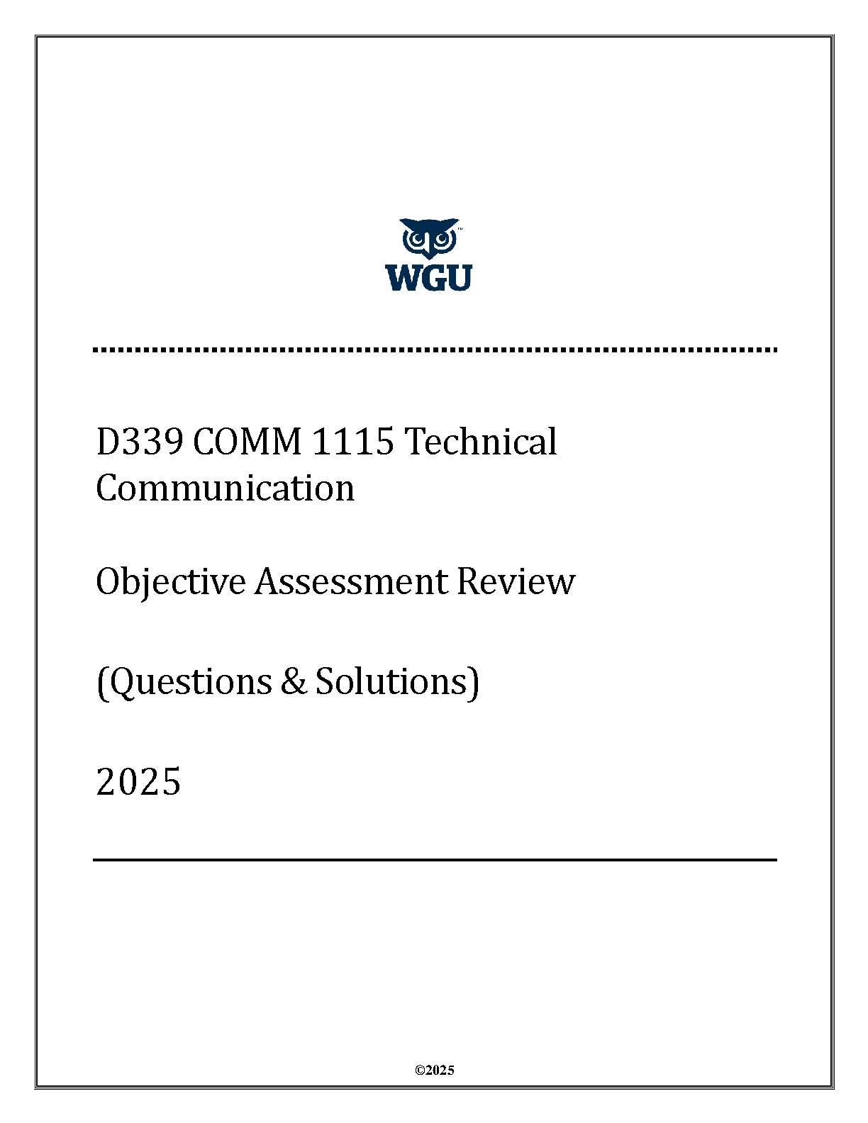 WGU D339 Technical Communication OA Test Bank 2025 Questions and Answers IMG-1