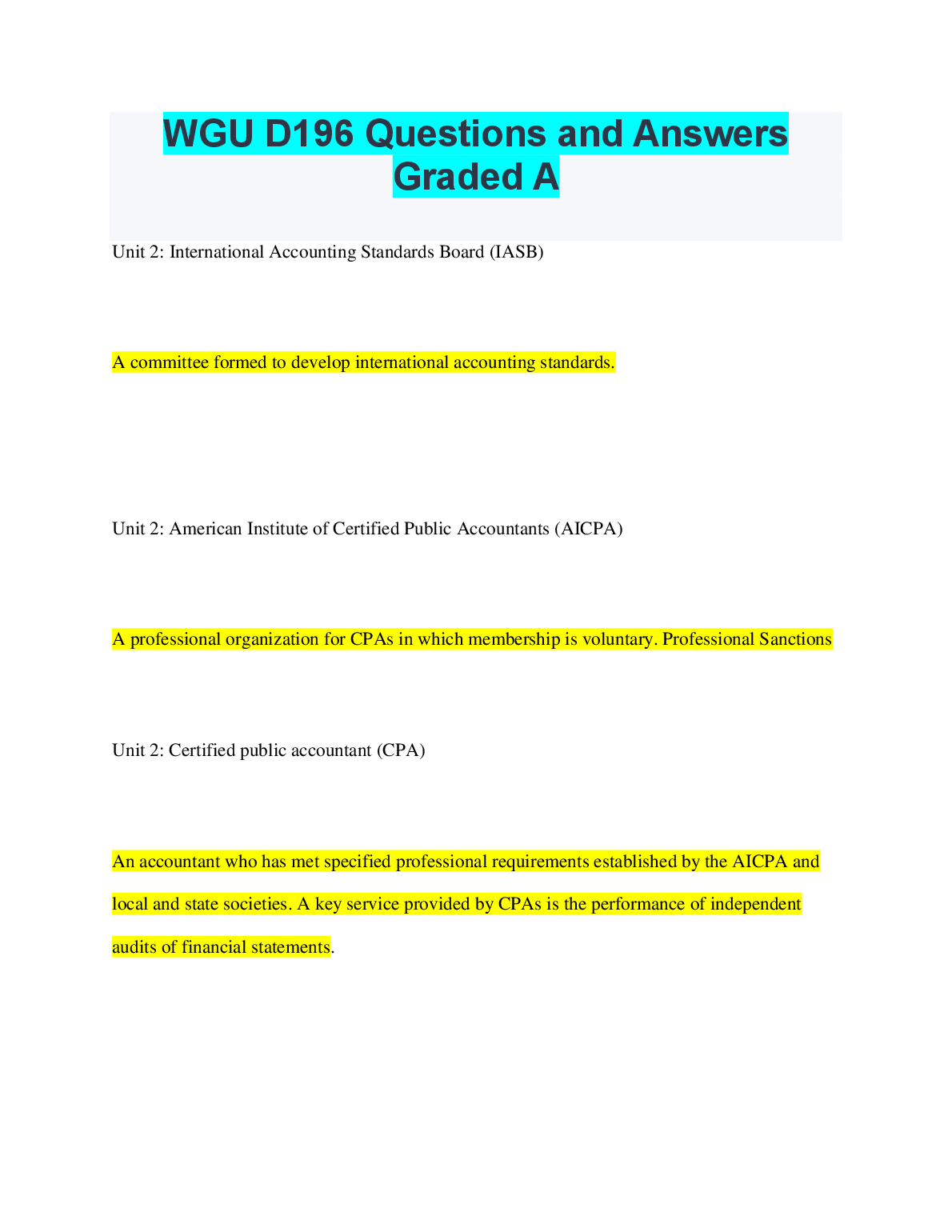 WGU D196 Exam Prep 2026/27 - Graded Q&A & Revision